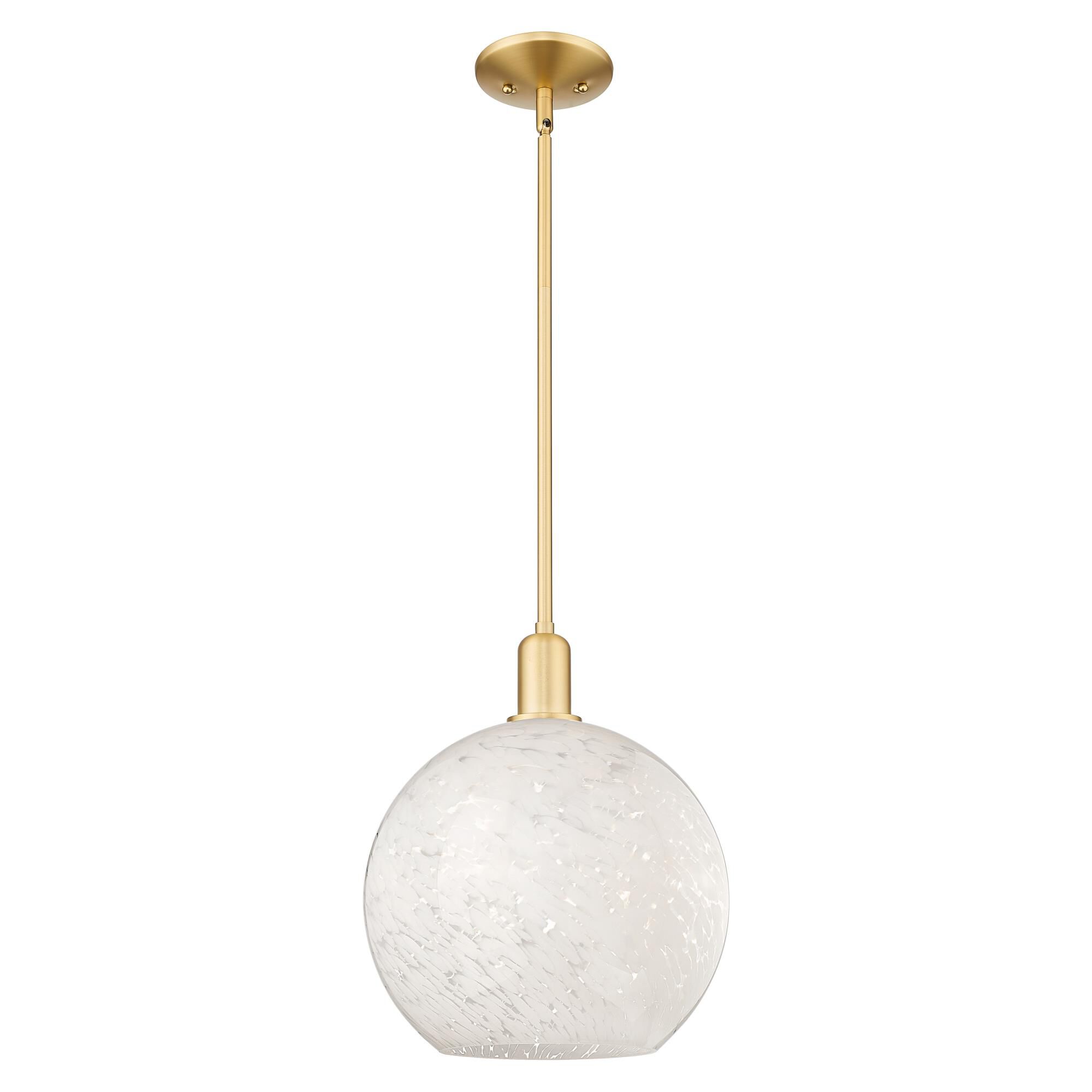 Shown in Satin Gold finish and White Mouchette glass