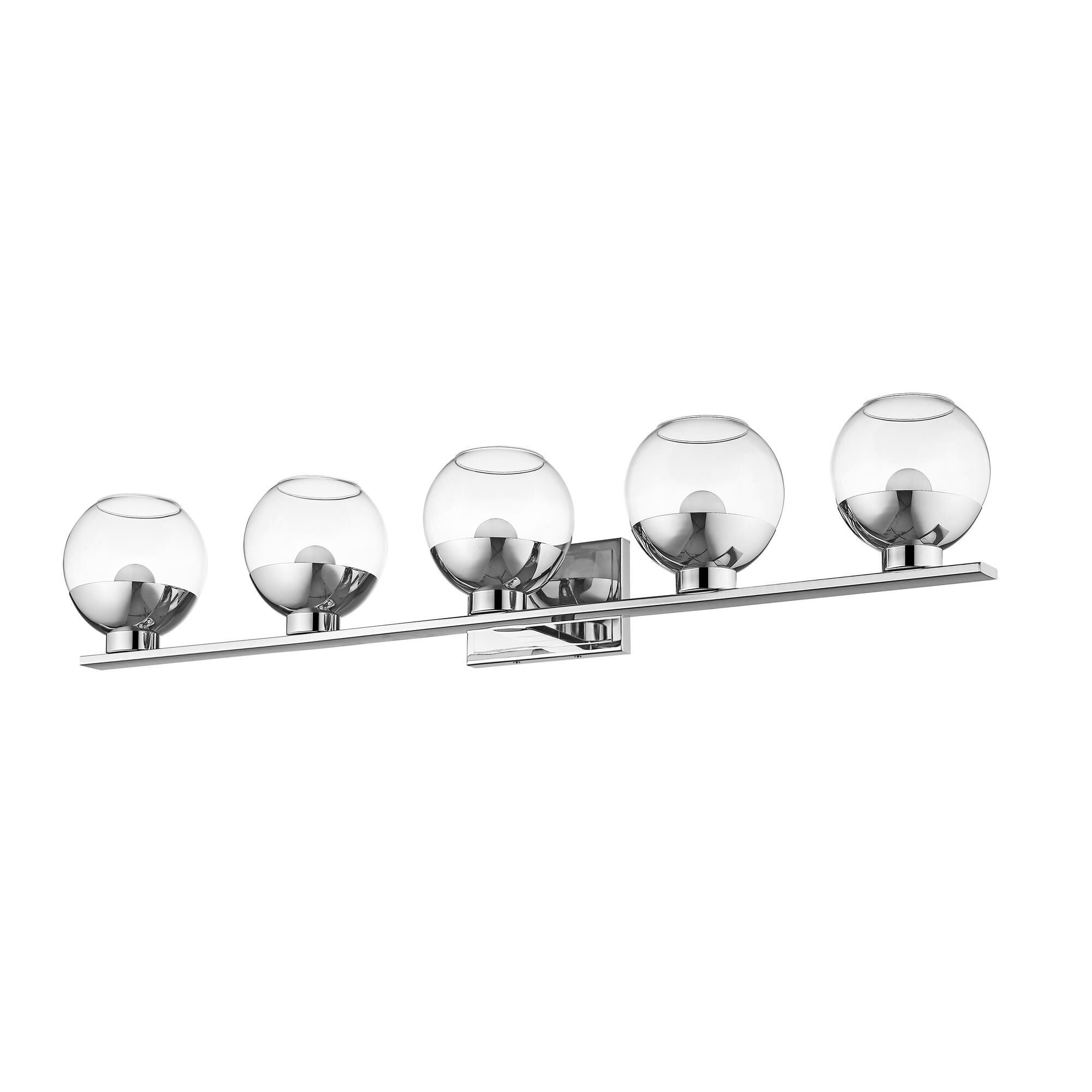 Shown in Chrome finish and Glass shade