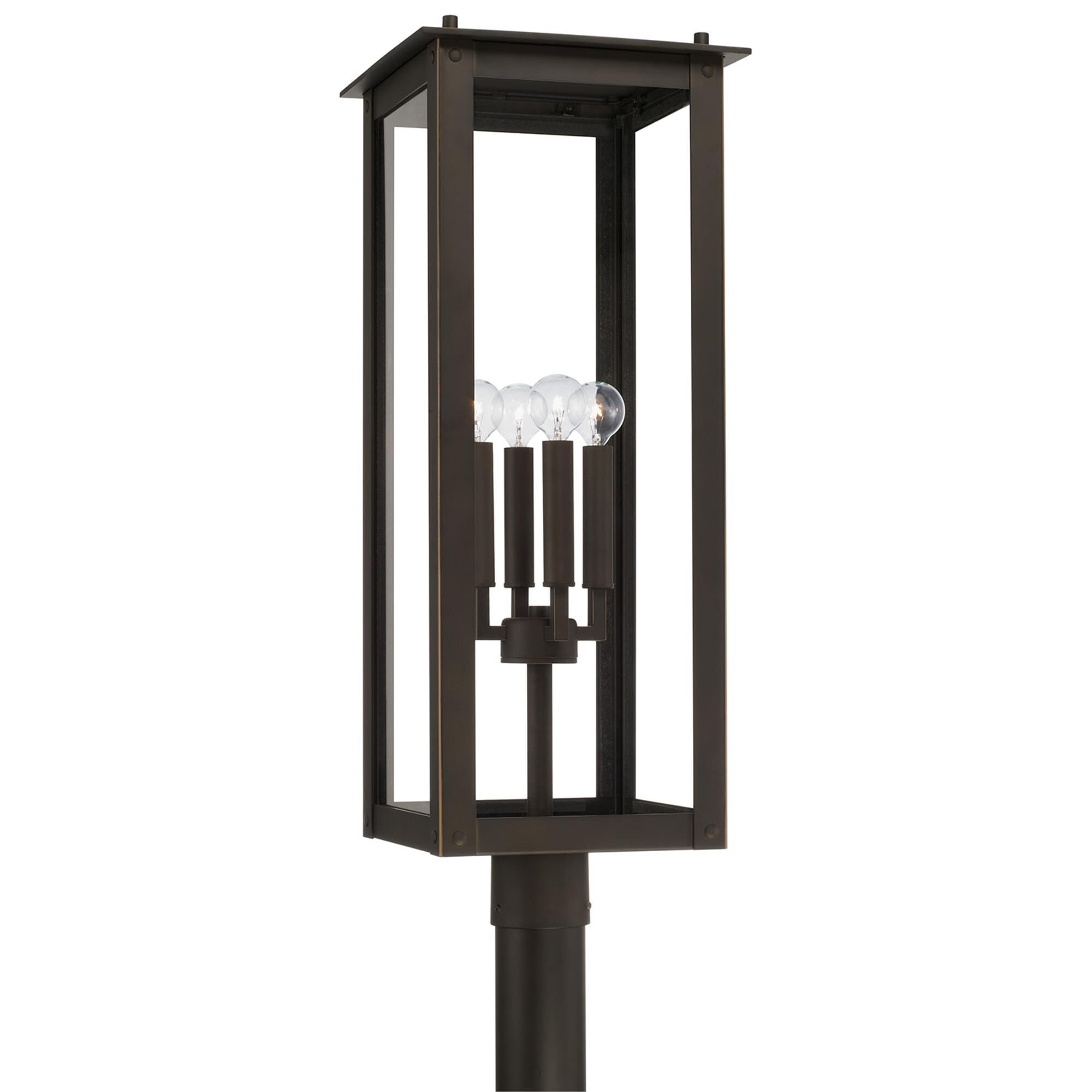 Shown in Oiled Bronze finish and Clear glass