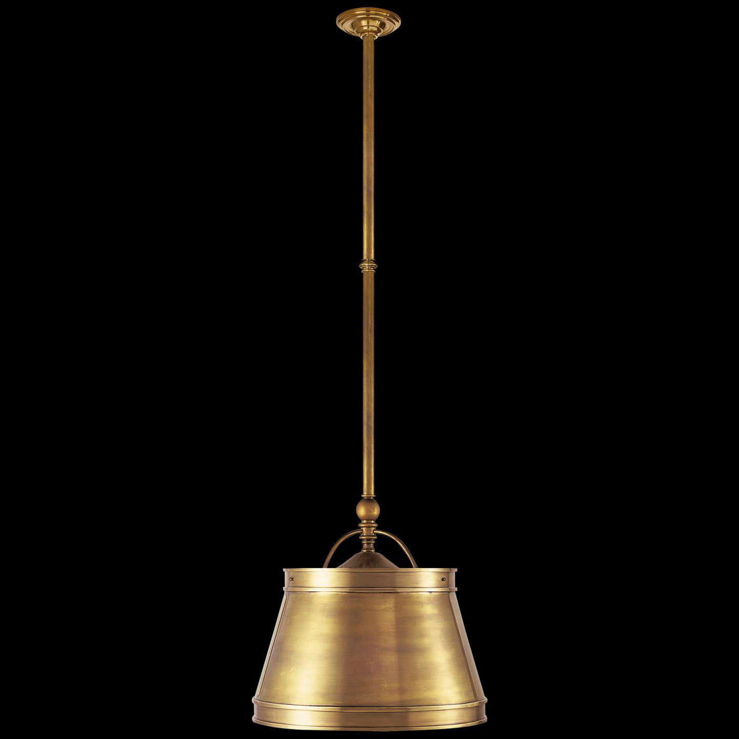 Shown in Antique-Burnished Brass finish and Antique Brass shade