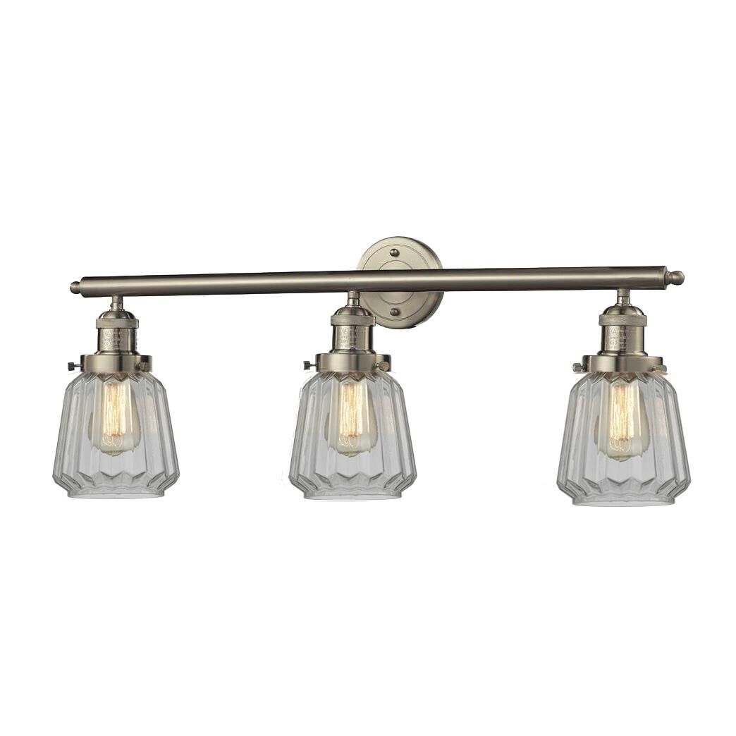 Shown in Brushed Satin Nickel finish and Clear Fluted glass