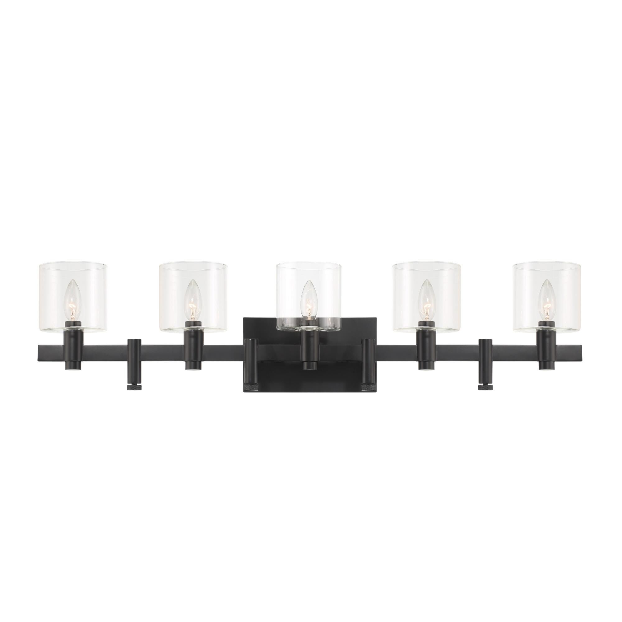 Shown in Black finish and Clear glass