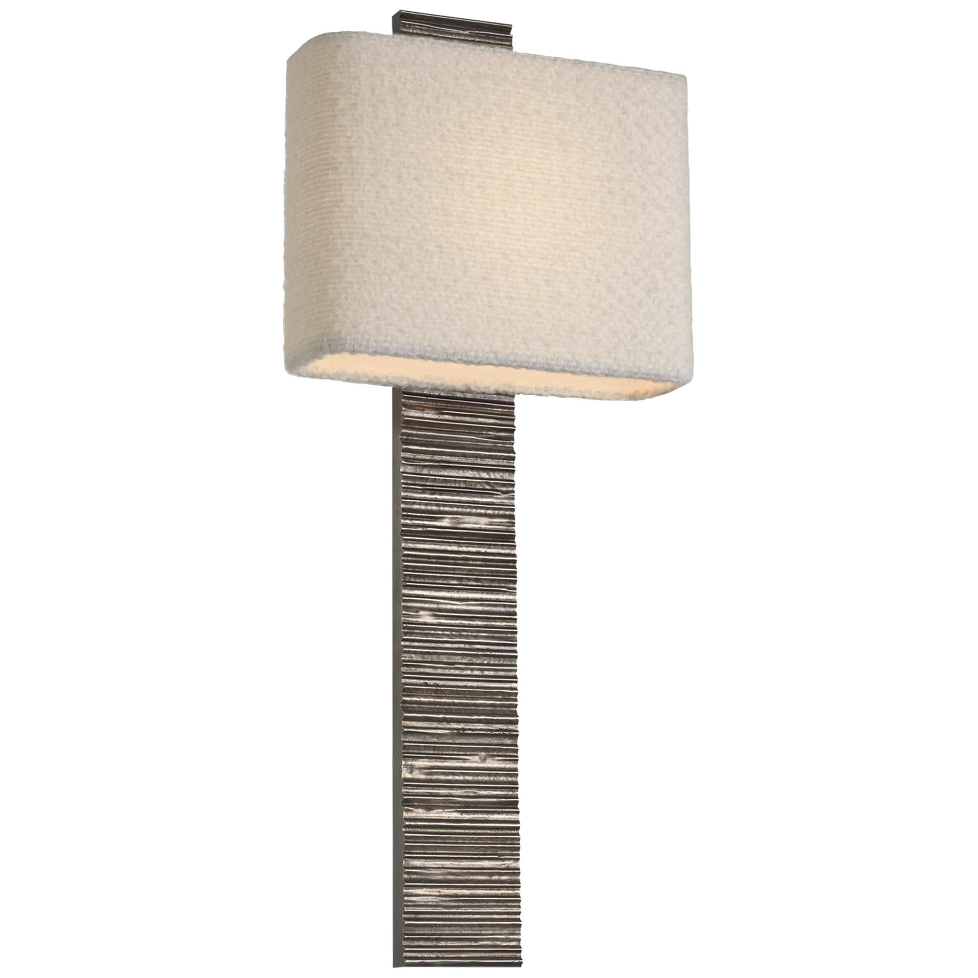 Shown in Ridged Graphite finish and Boucle Rectangle shade