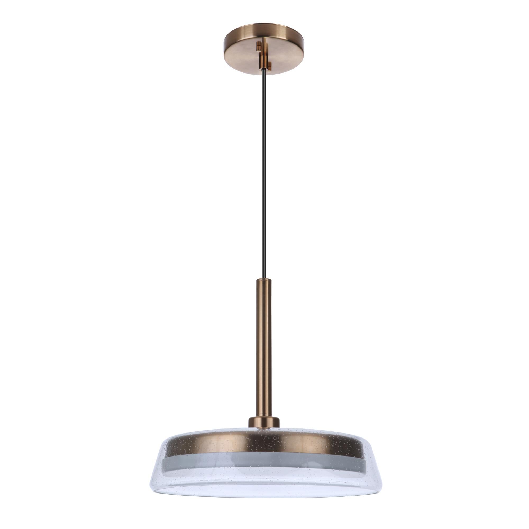 Shown in Satin Brass finish and Clear Seeded glass and Glass shade