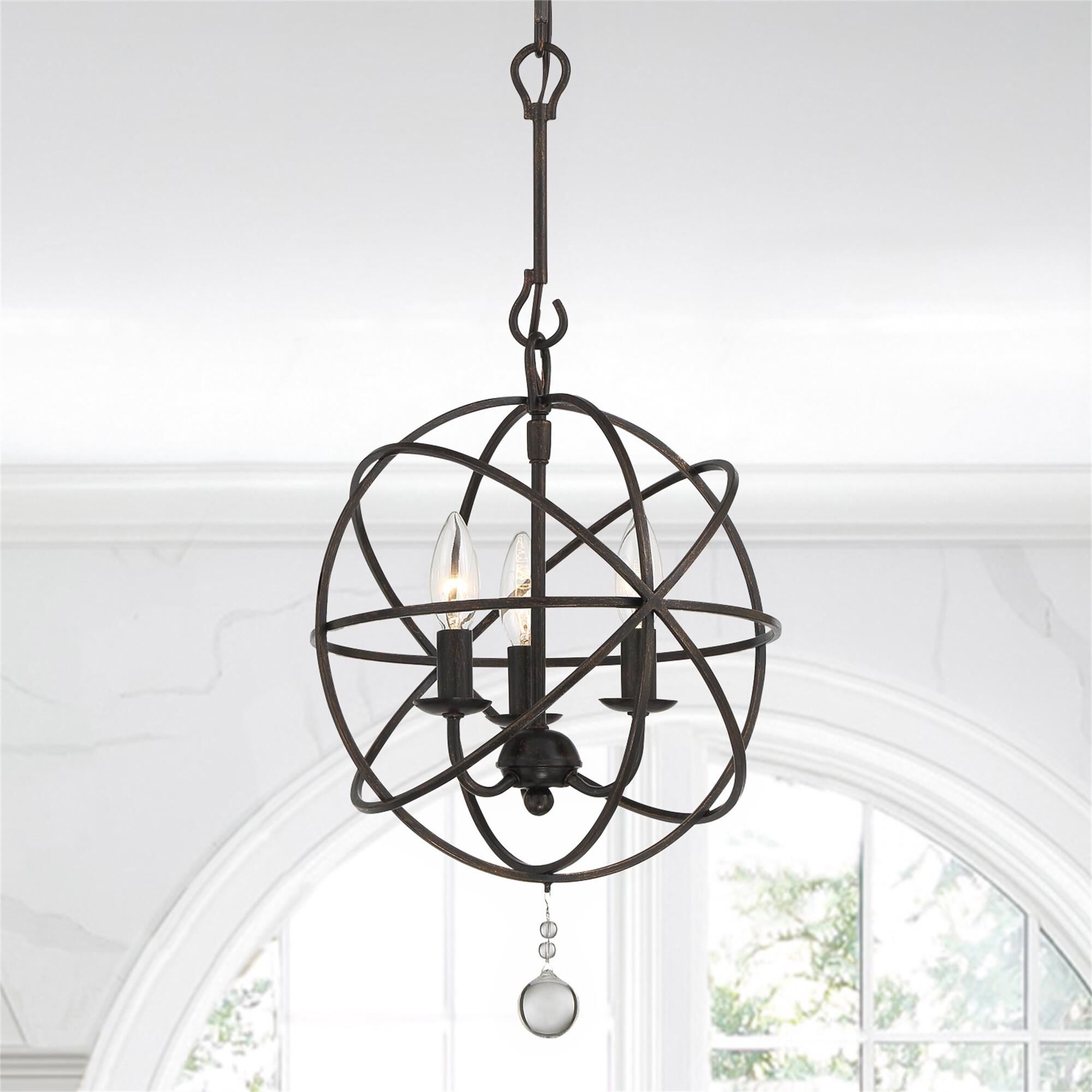 Shown in English Bronze finish and Clear Glass Drops crystal