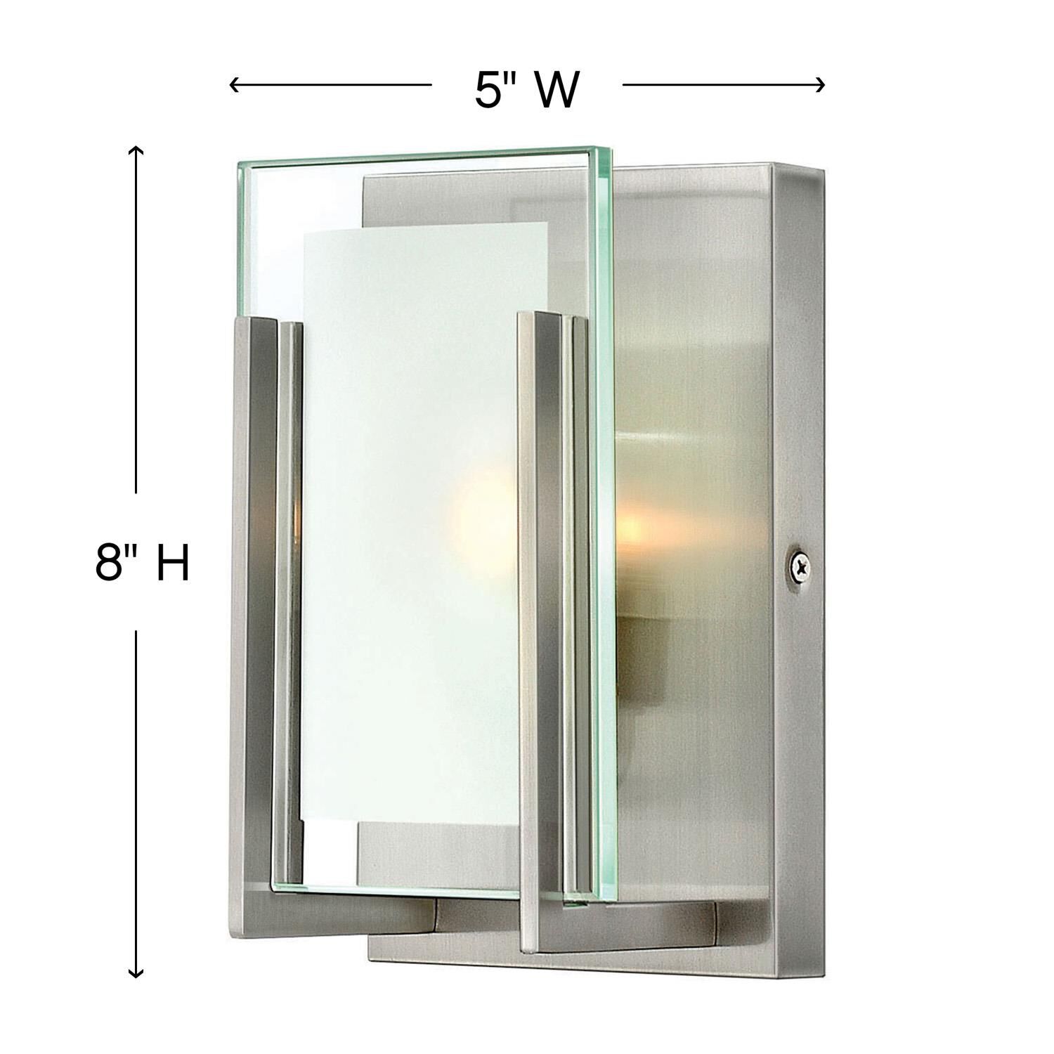 Shown in Brushed Nickel finish and Clear Beveled Inside-Etched glass