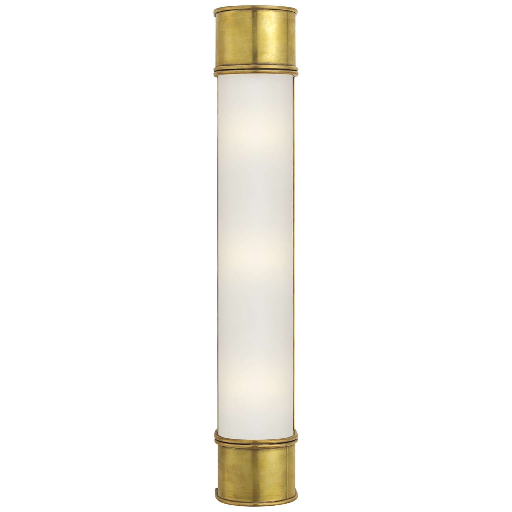 Shown in Antique-Burnished Brass finish and Frosted glass