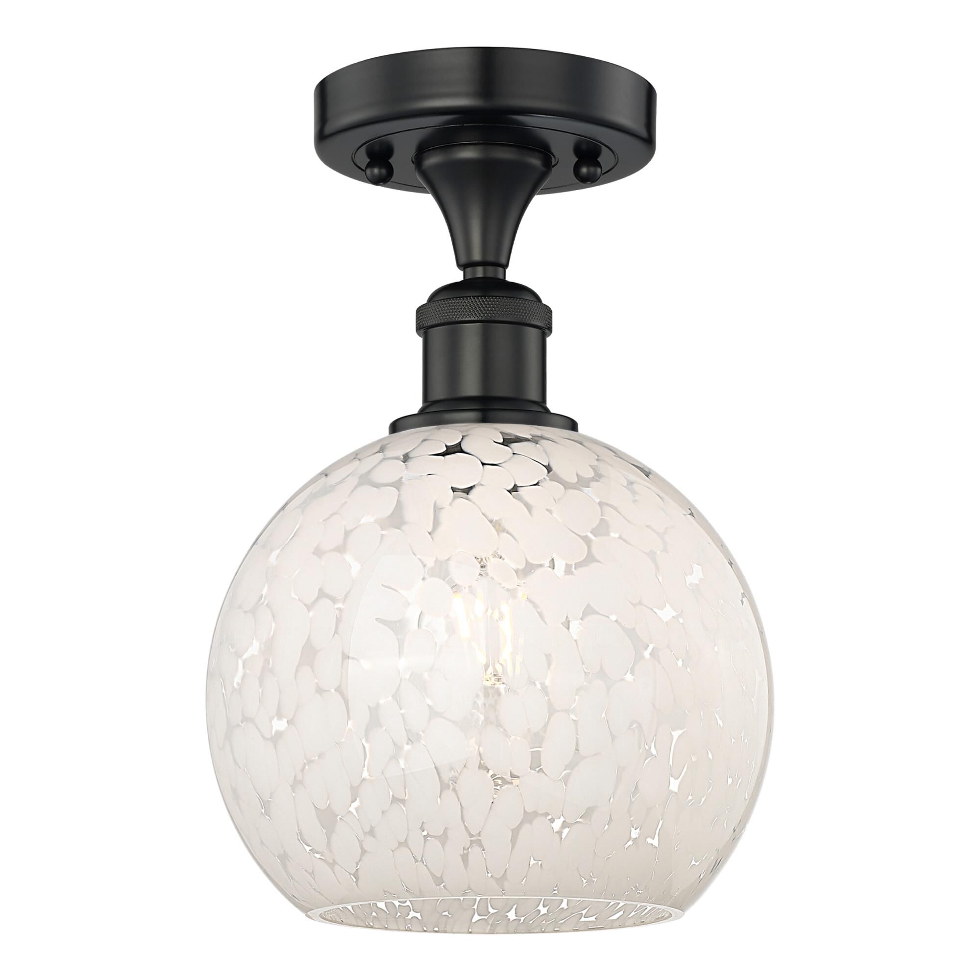 Shown in Matte Black finish and White Mouchette glass