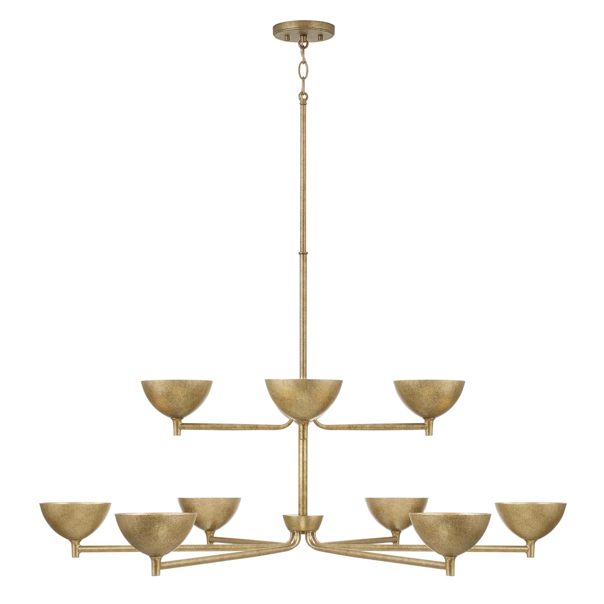 Shown in Feathered Gold finish and Textured Metal s shade