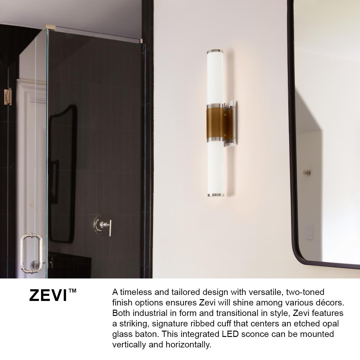 Shown in Black with Chrome Accents finish and Etched Opal glass