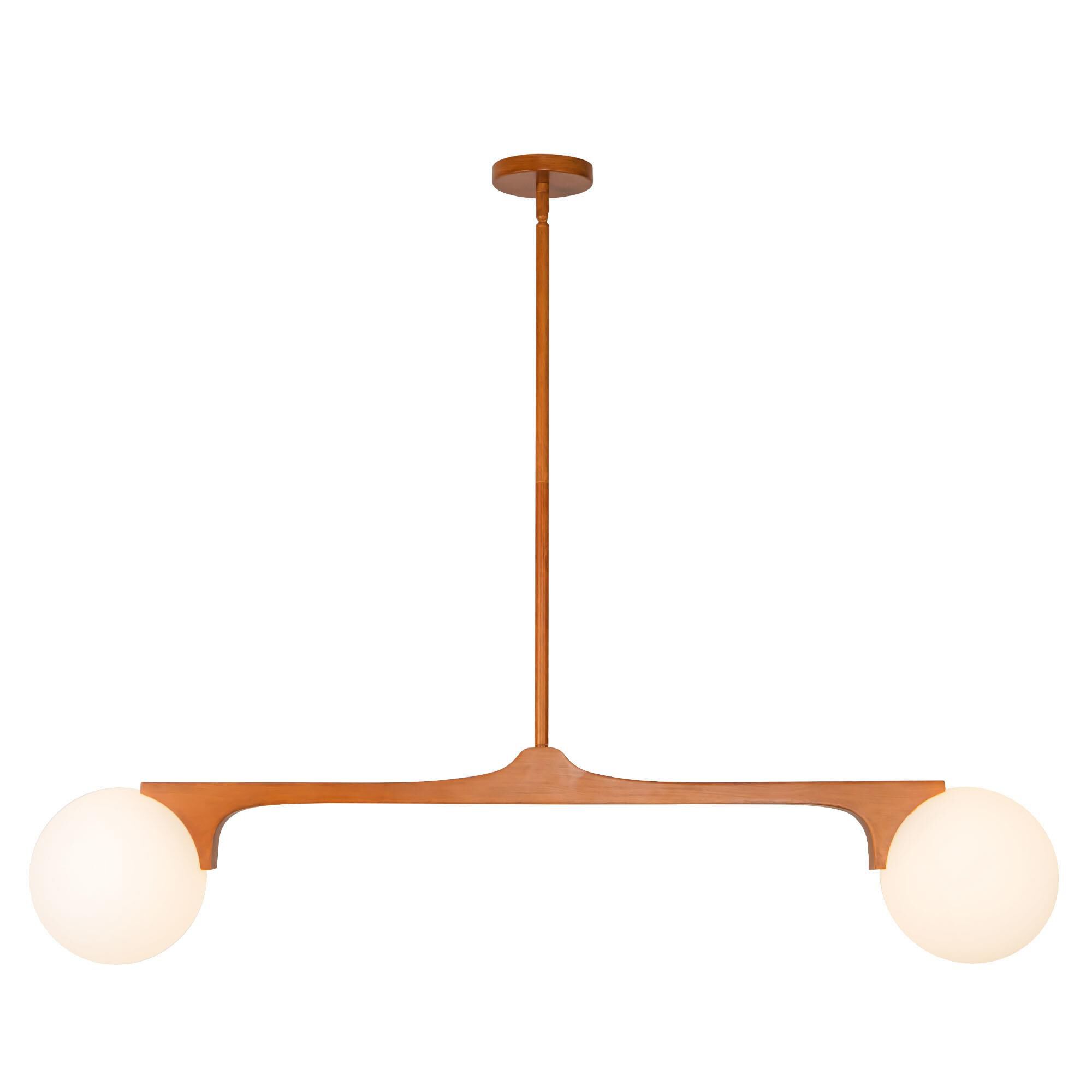 Shown in Teak finish and Matte Opal glass
