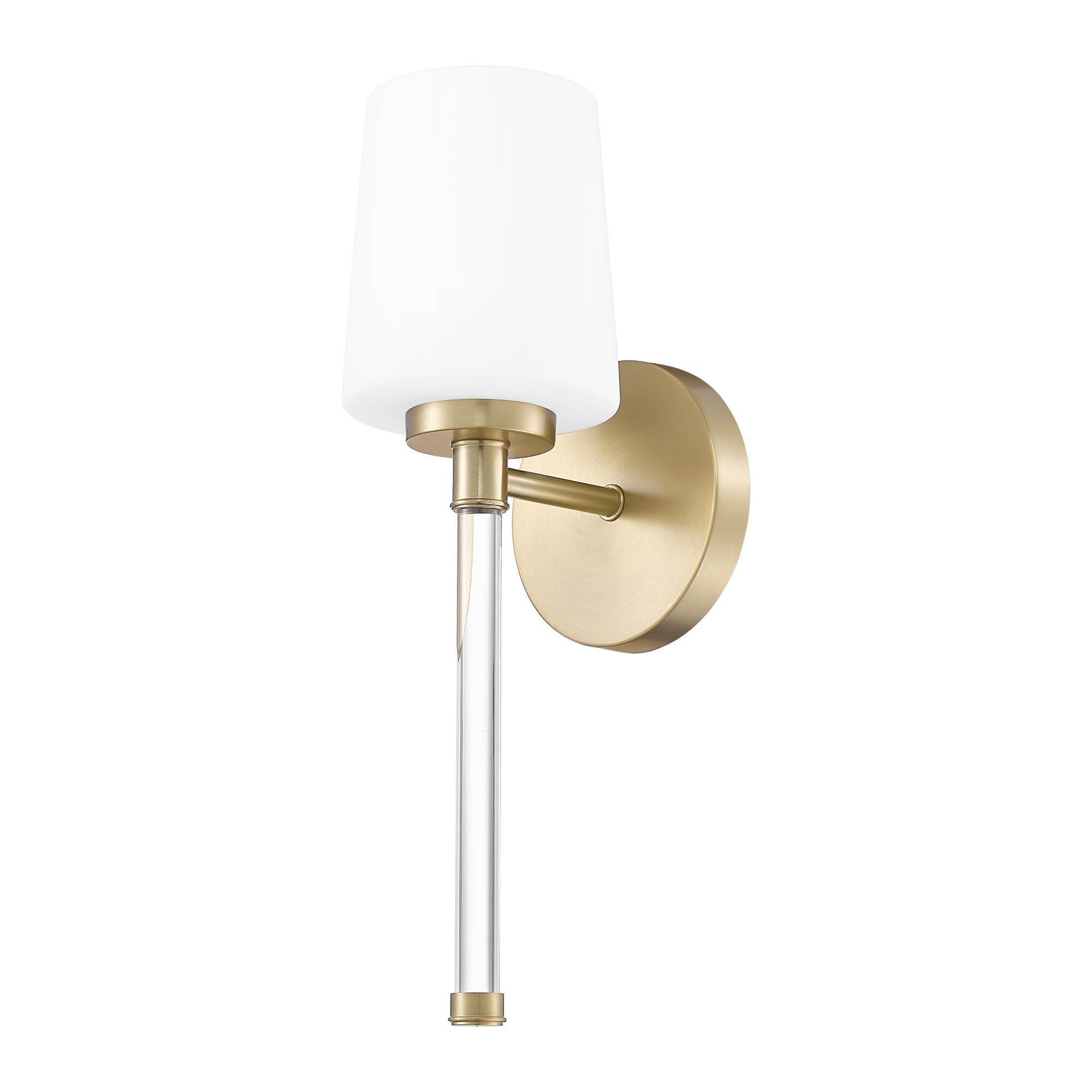 Shown in Modern Gold finish and White Opal glass