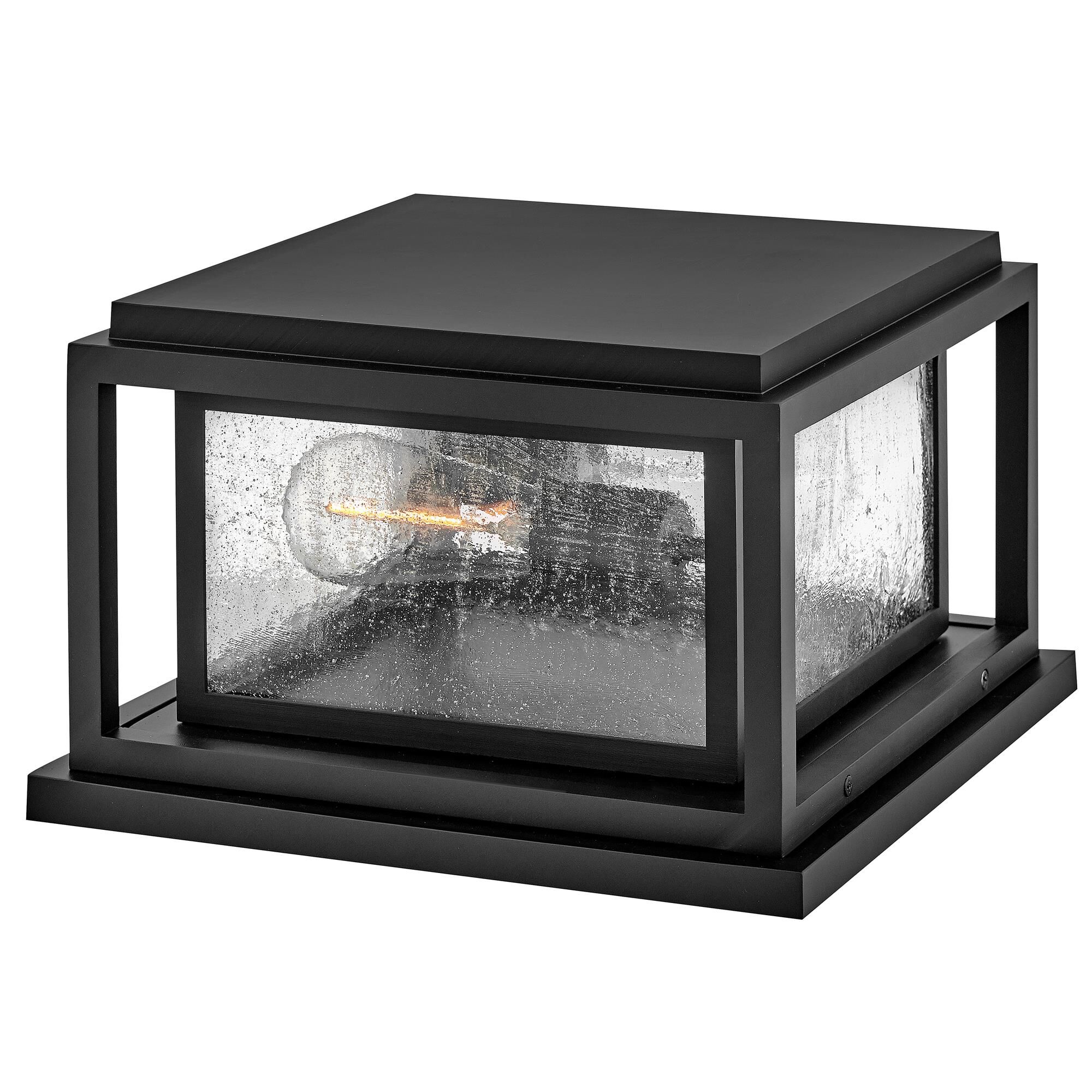 Shown in Black finish and Clear Seedy glass