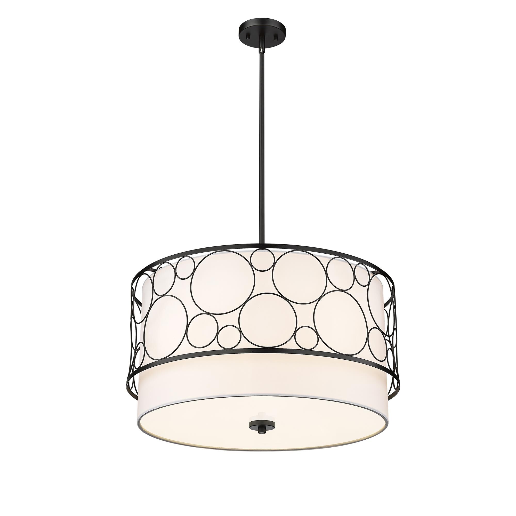 Shown in Matte Black finish and White glass and White shade