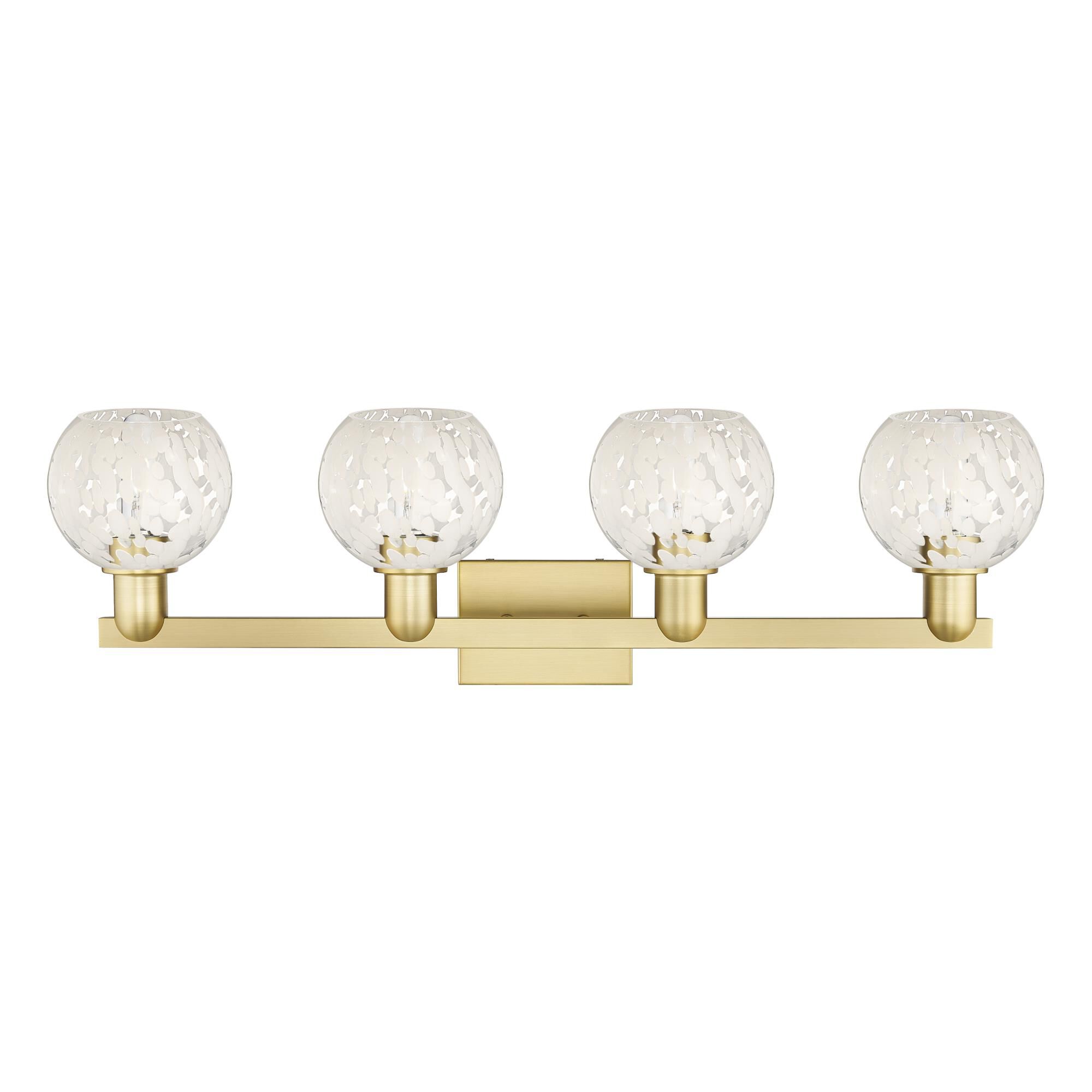 Shown in Satin Gold finish and White Mouchette glass