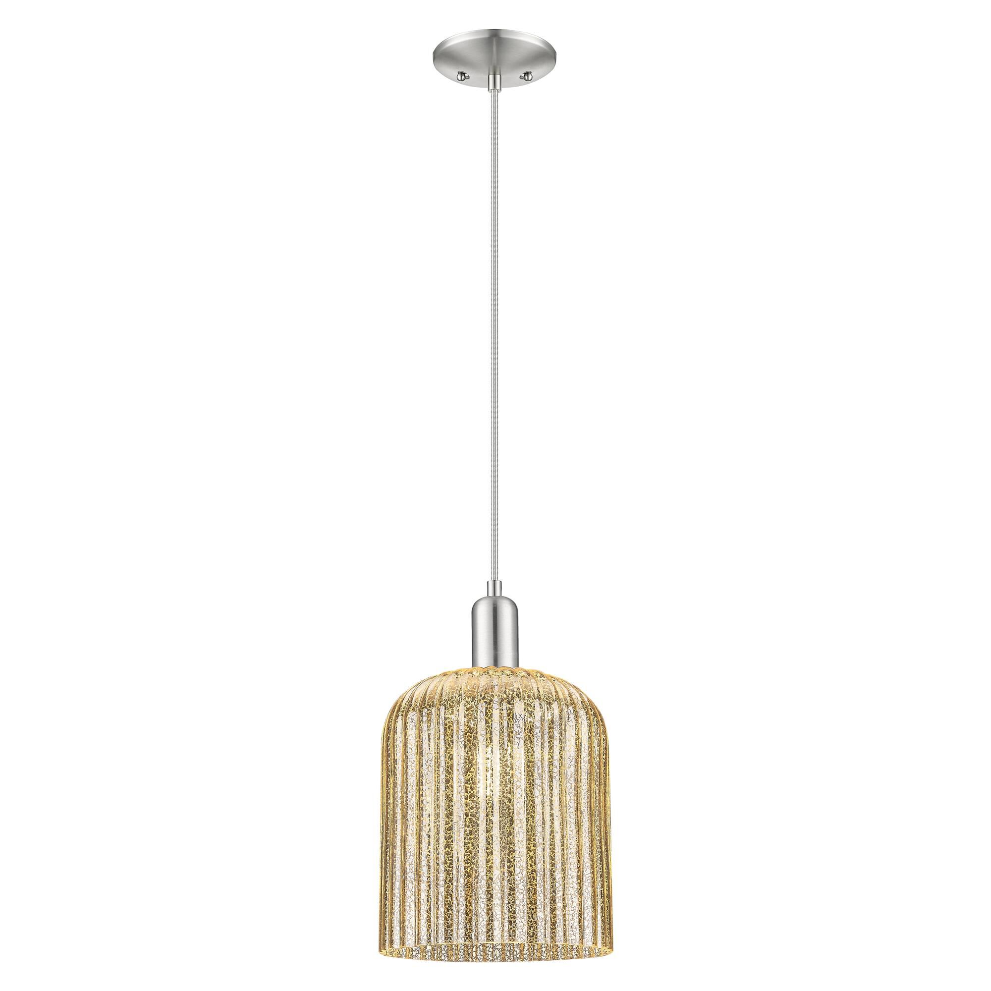 Shown in Brushed Satin Nickel finish and Mercury glass