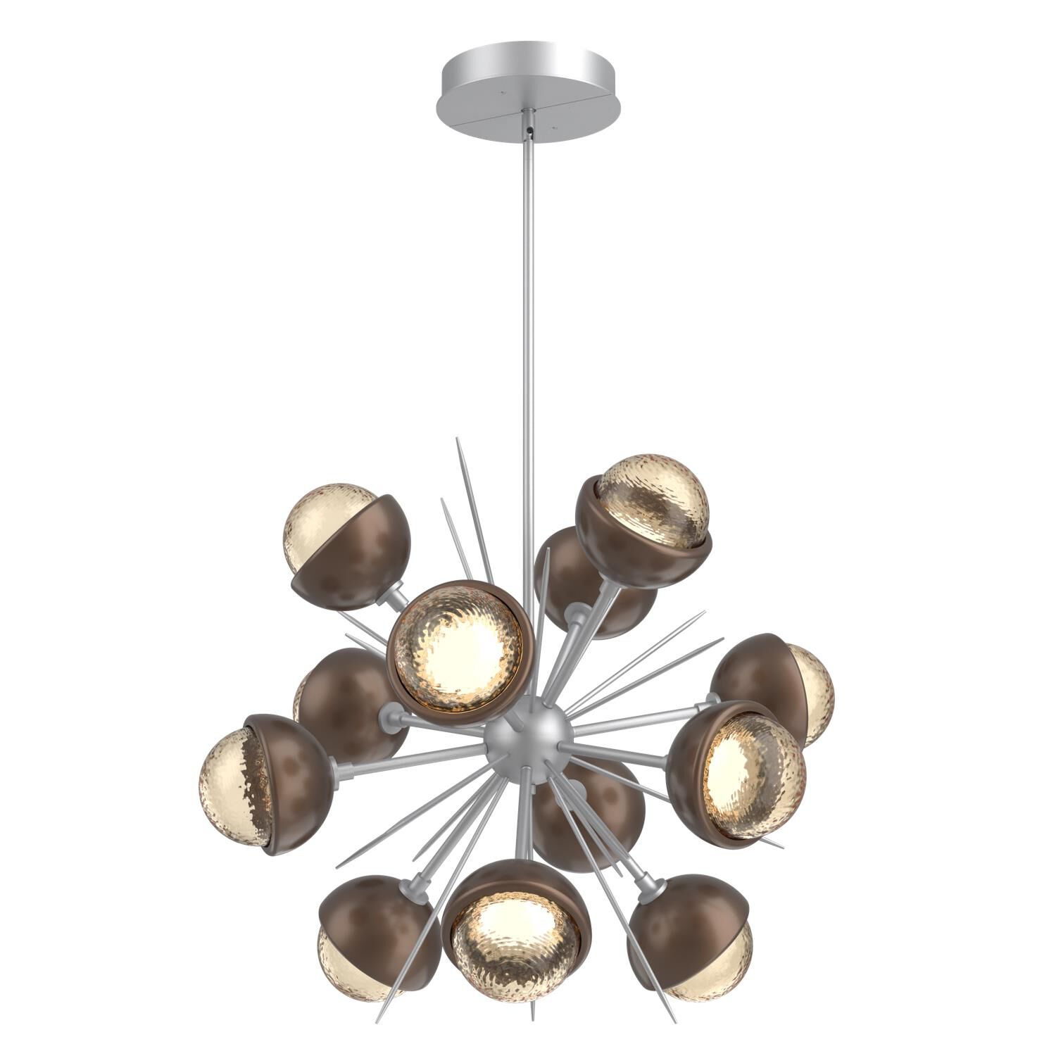 Shown in Classic Silver finish and Amber glass and Burnished Bronze accent