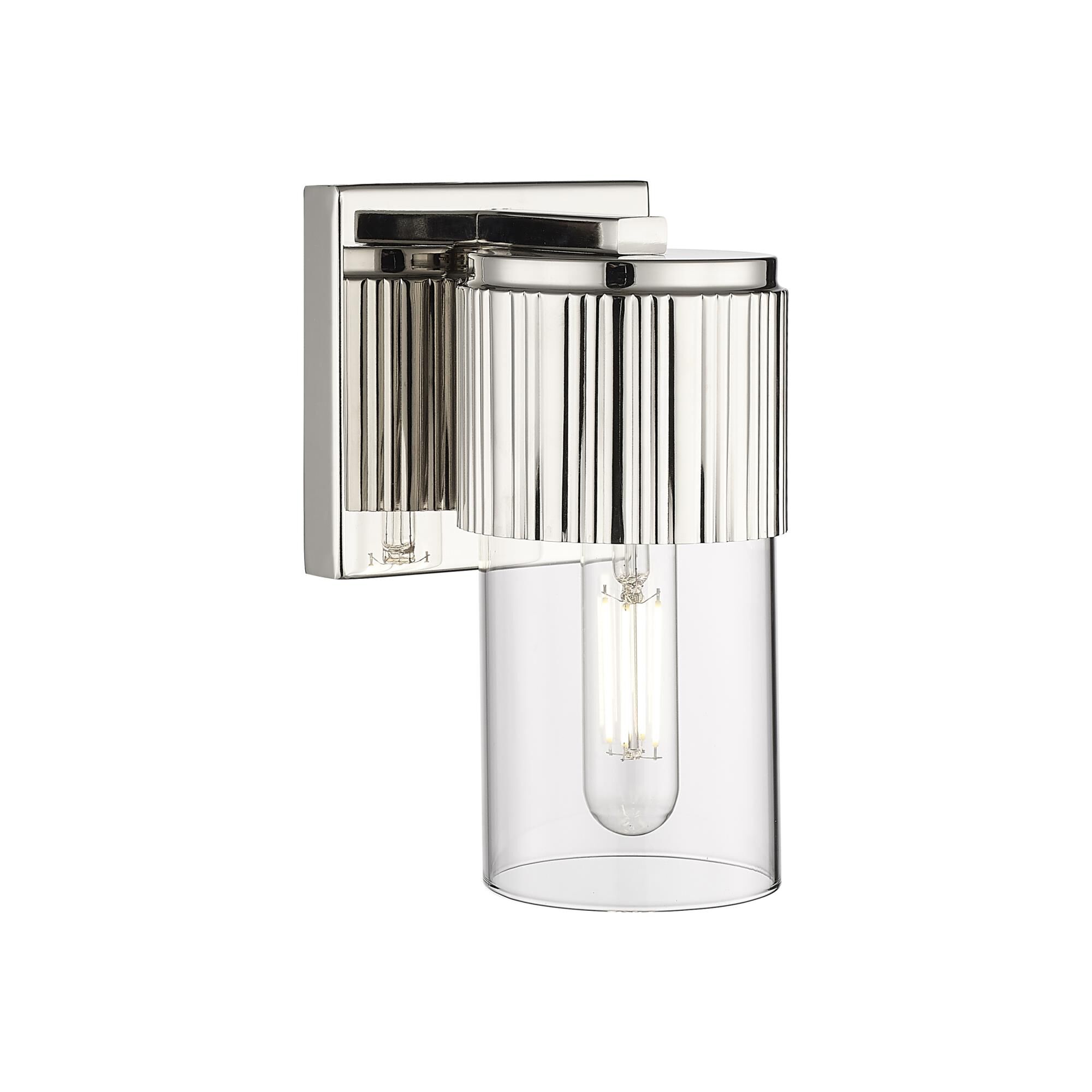 Shown in Polished Nickel finish and Clear glass