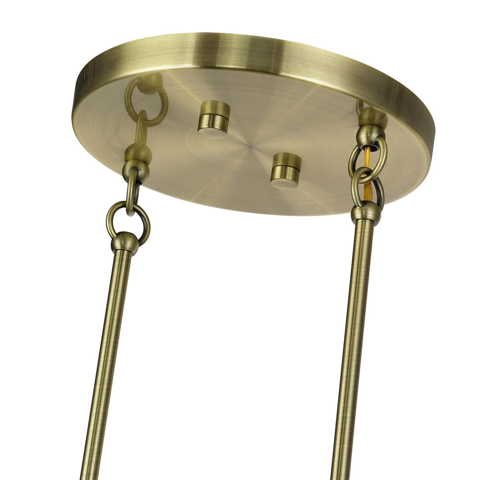 Shown in Antique Brass finish and Hand Crafted Oatmeal Color Fabric with White Color Inside shade