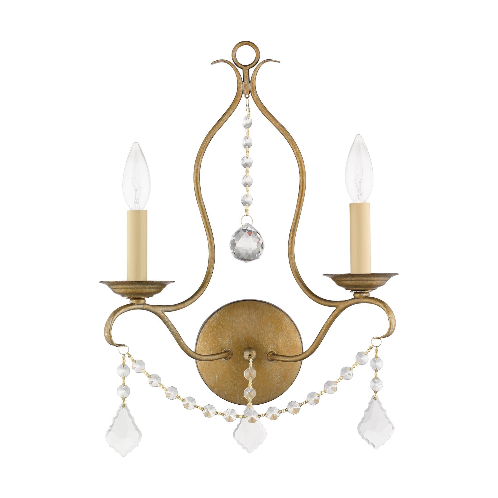 Shown in Antique Gold Leaf finish and Clear crystal