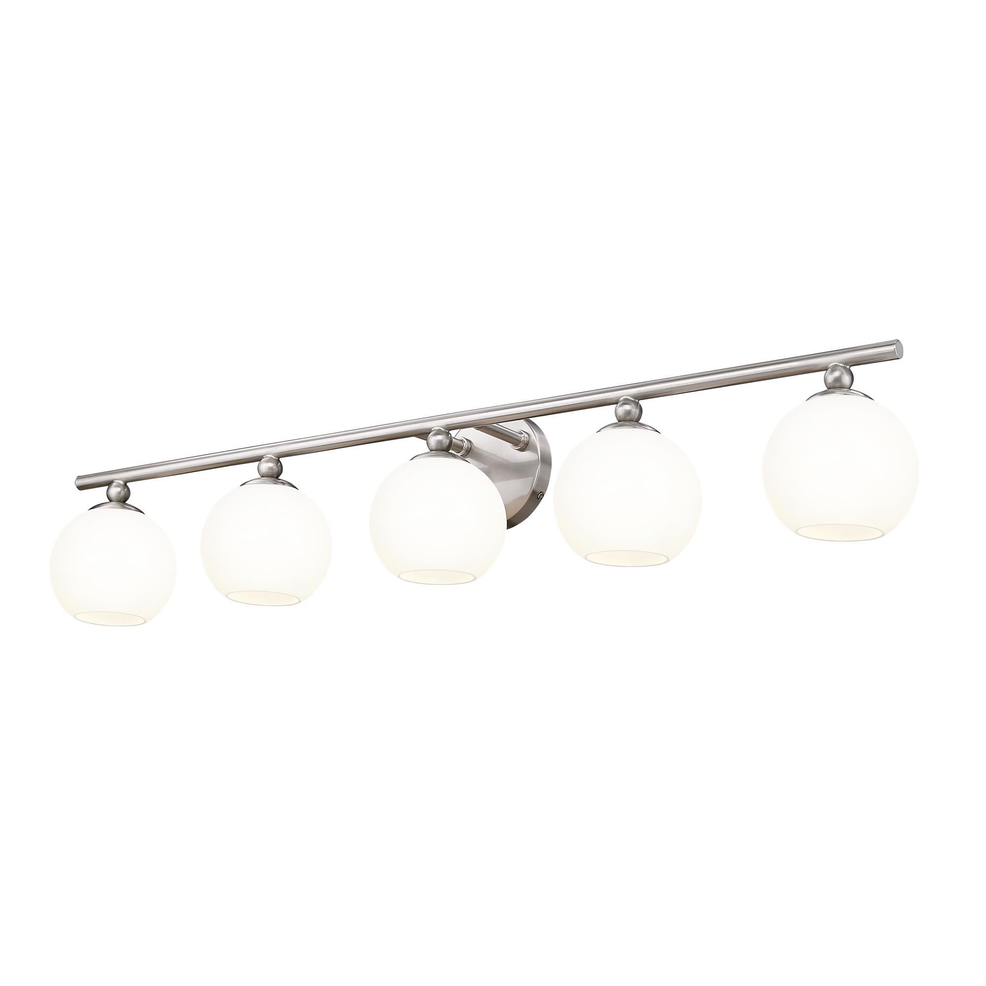 Shown in Brushed Nickel finish and Opal Etched glass