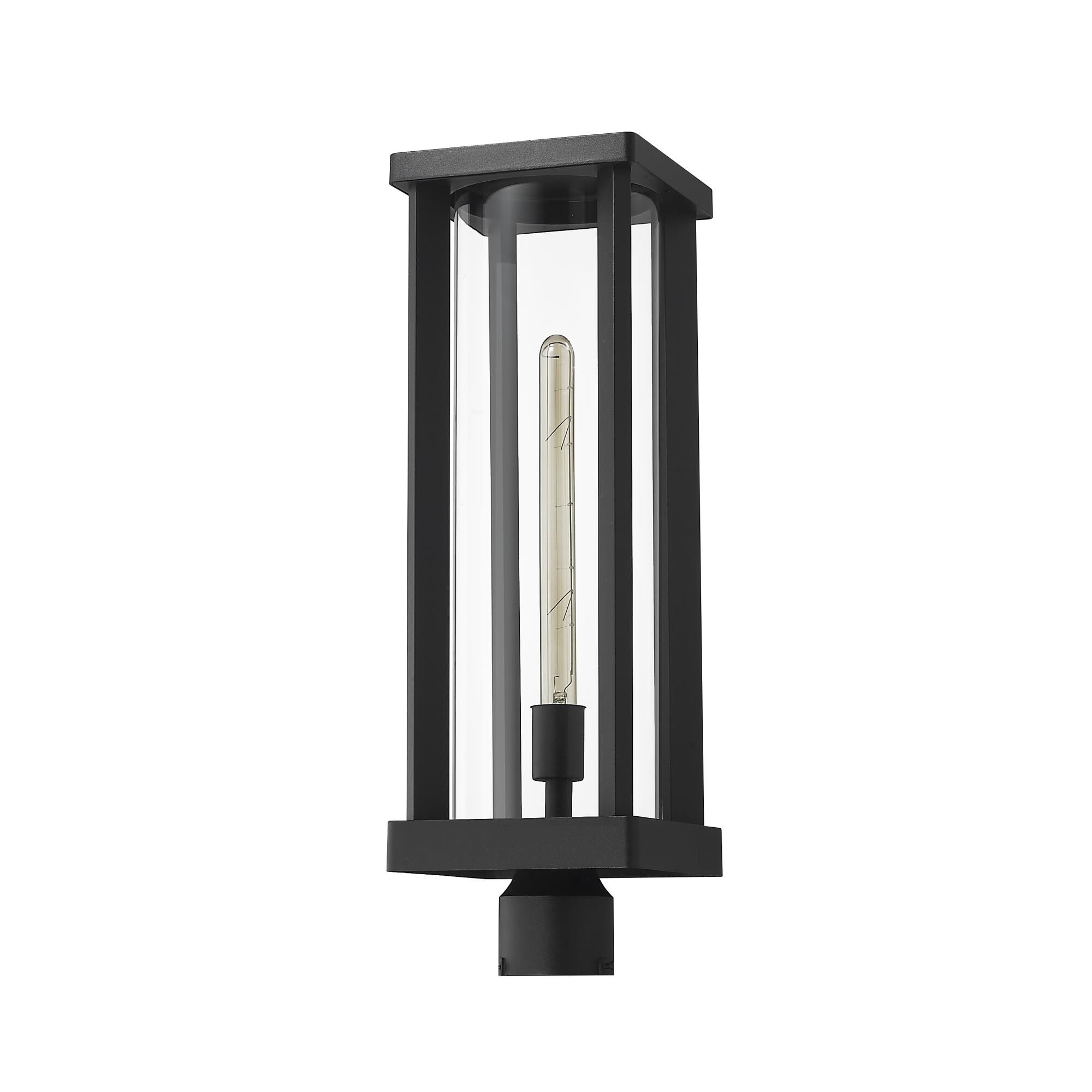Shown in Black finish and Glass shade