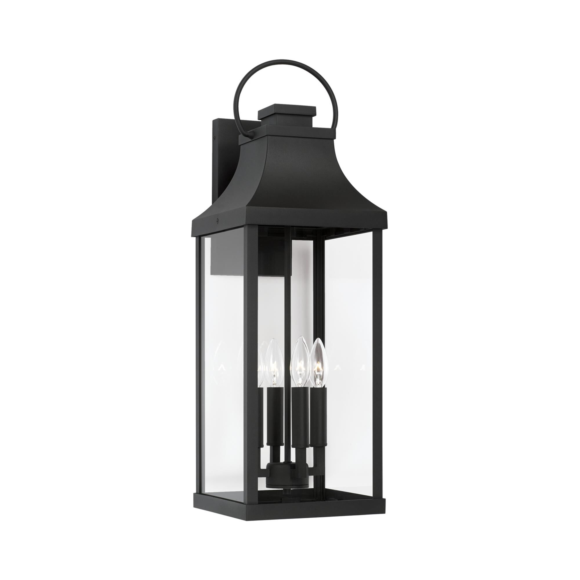 Shown in Black finish and Clear glass
