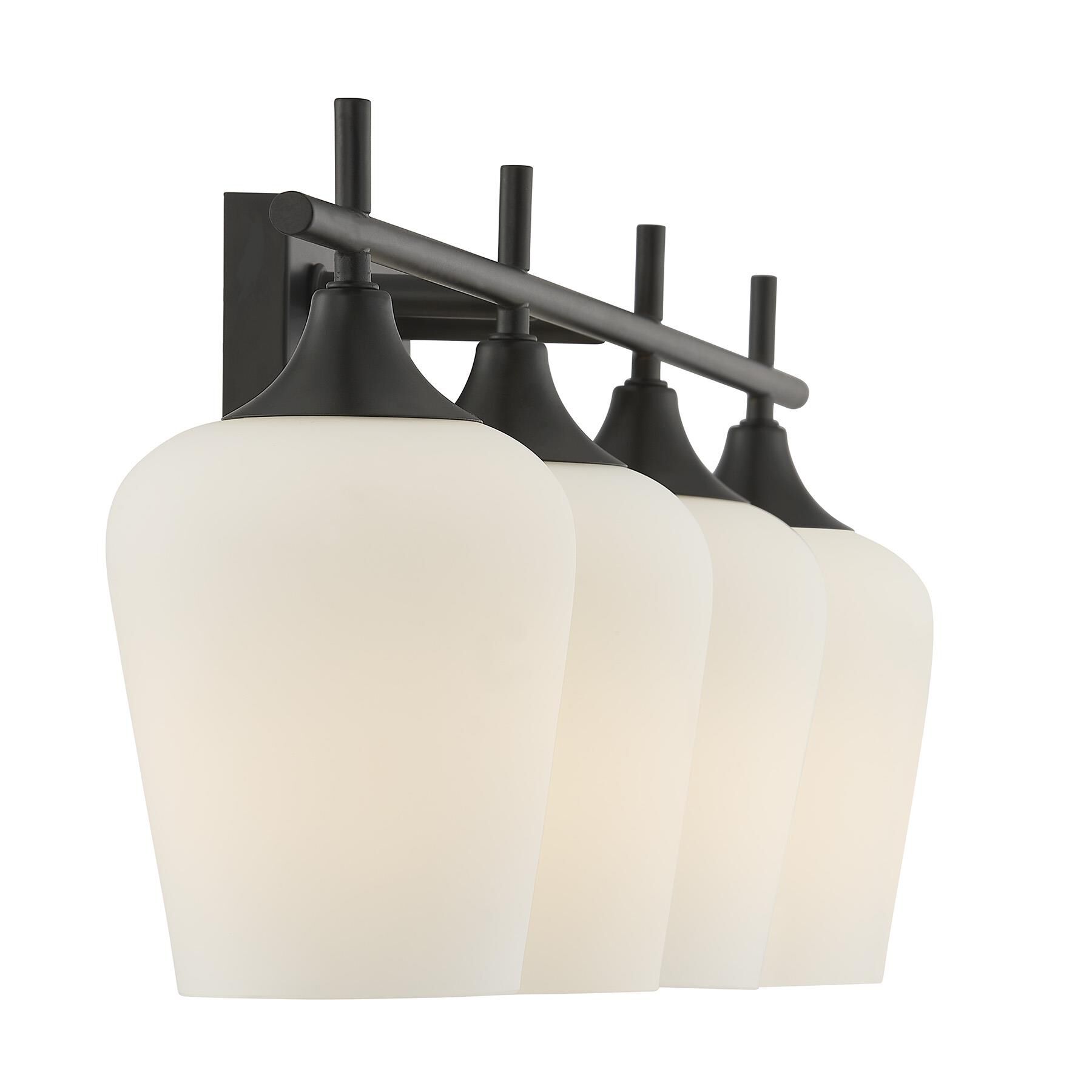 Shown in Matte Black finish and White Opal glass