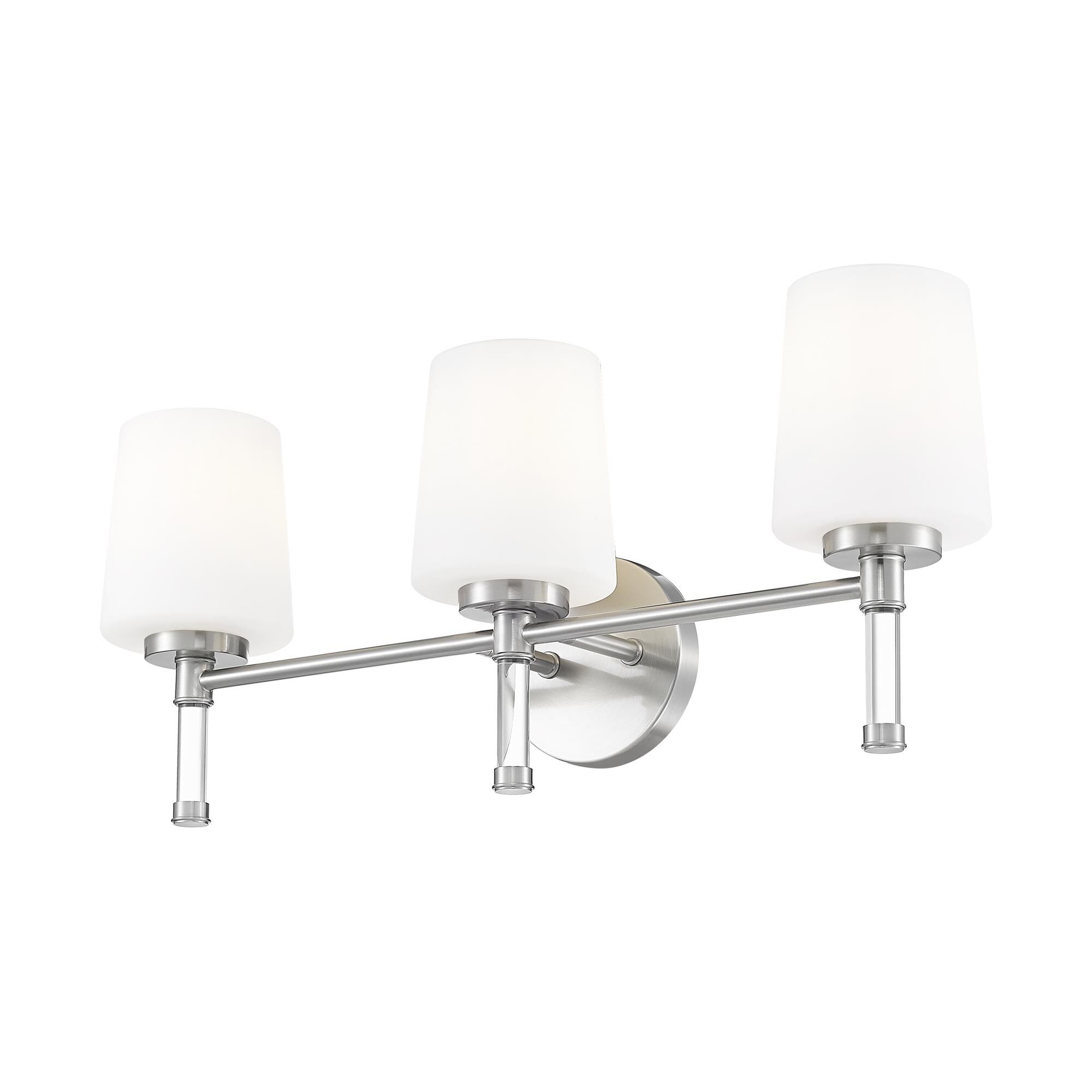 Shown in Brushed Nickel finish and White Opal glass