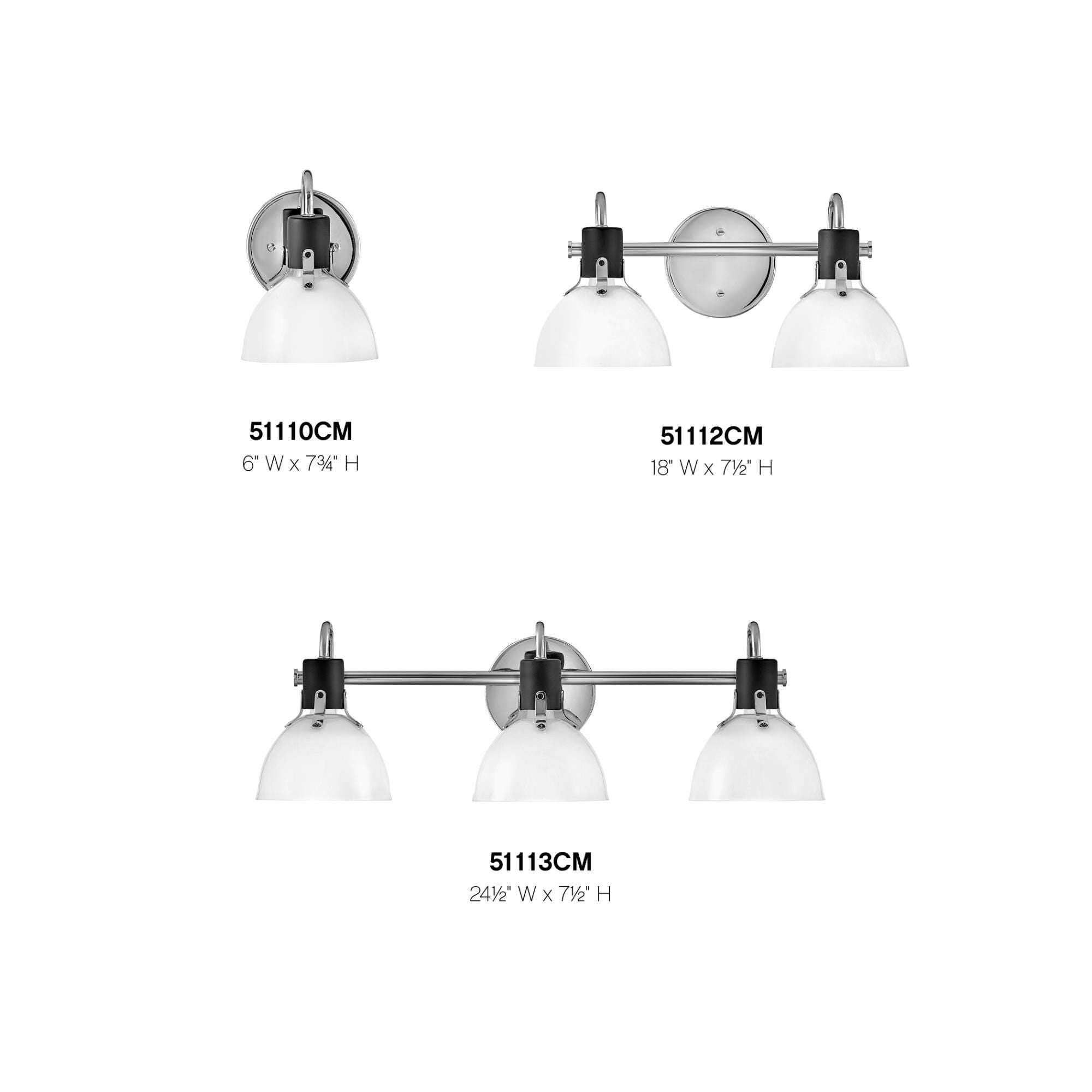 Shown in Chrome with Black Accents finish and Cased Opal glass