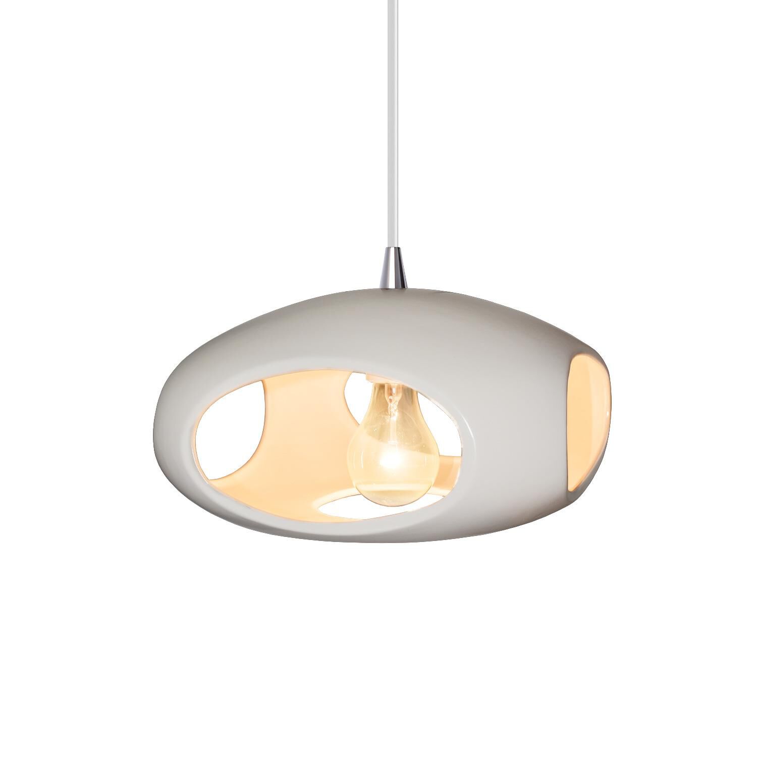 Shown in Polished Chrome finish and Bisque Ceramic shade
