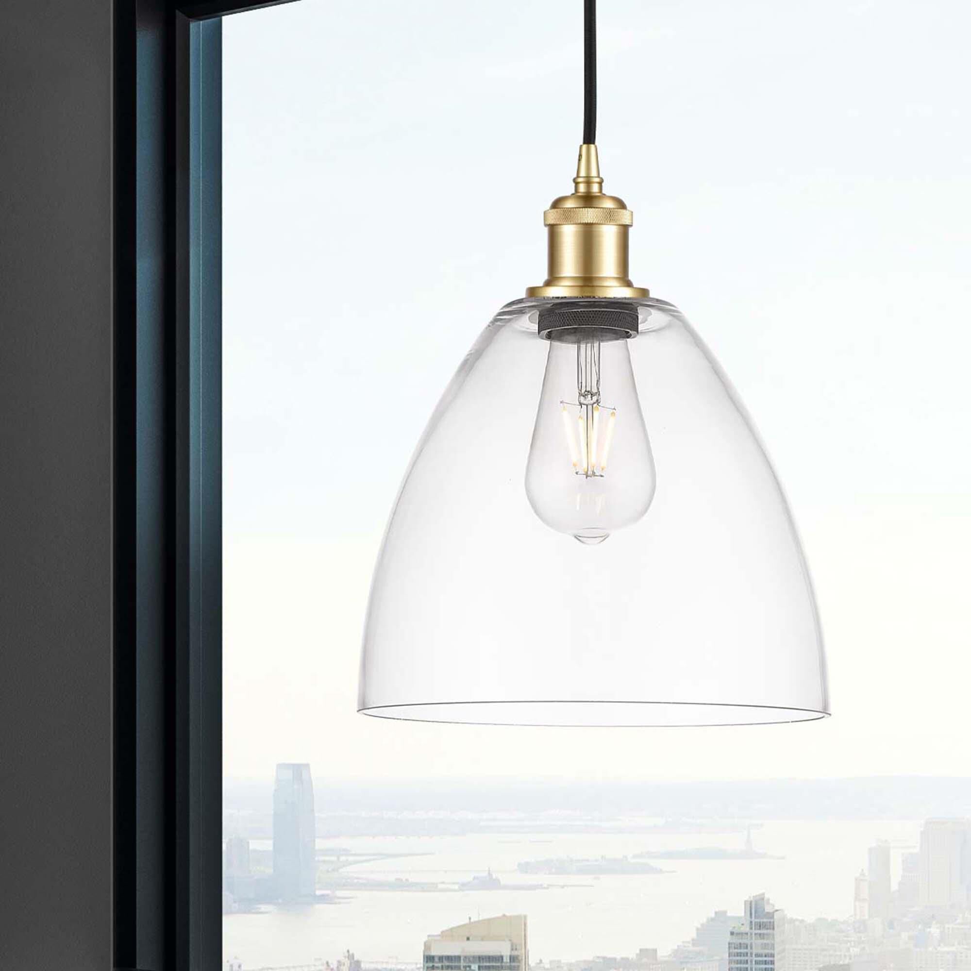 Shown in Satin Gold finish and Matte White glass