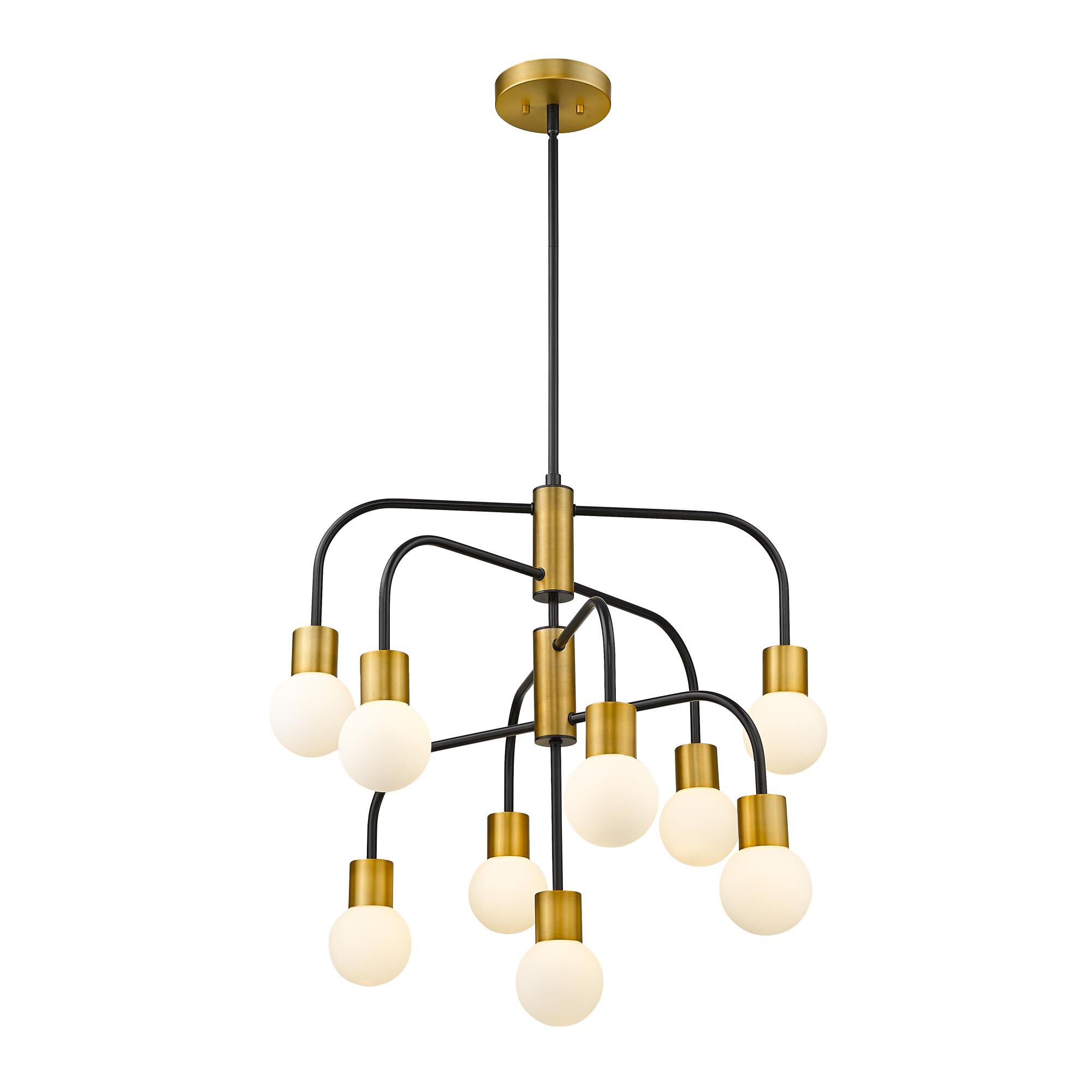 Shown in Matte Black + Foundry Brass finish and Glass shade
