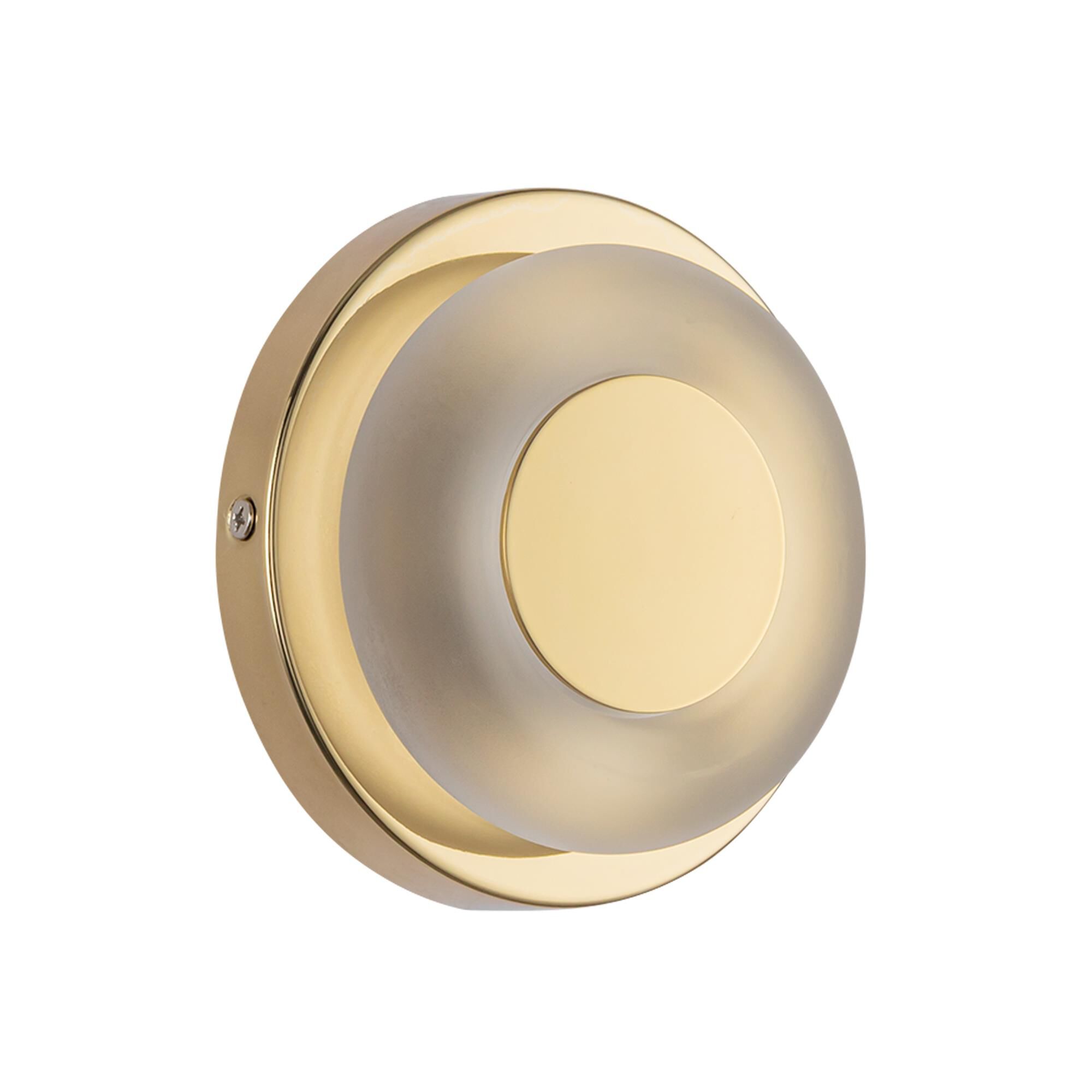 Shown in Metallic Brass finish and Frosted glass