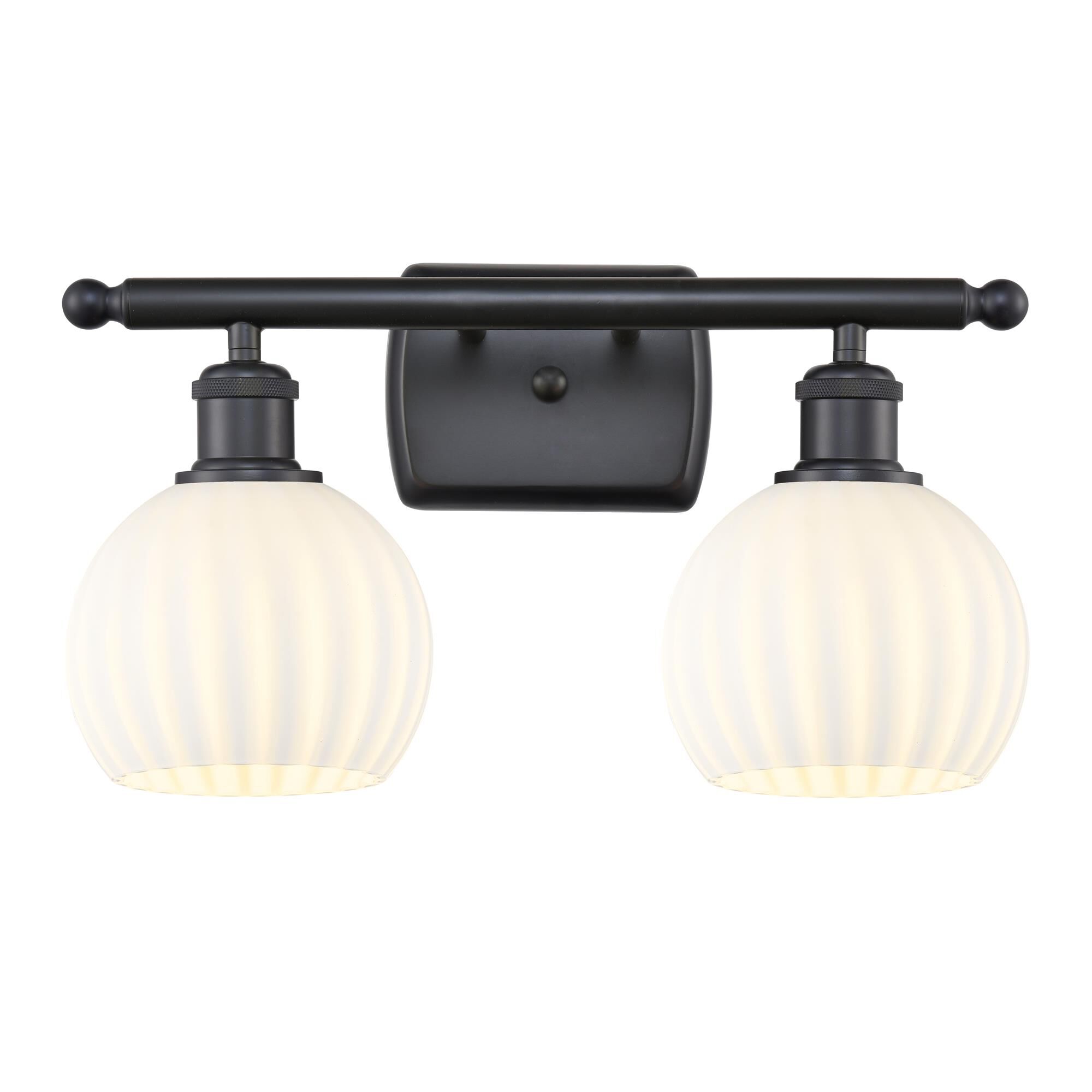 Shown in Matte Black finish and White Venetian glass