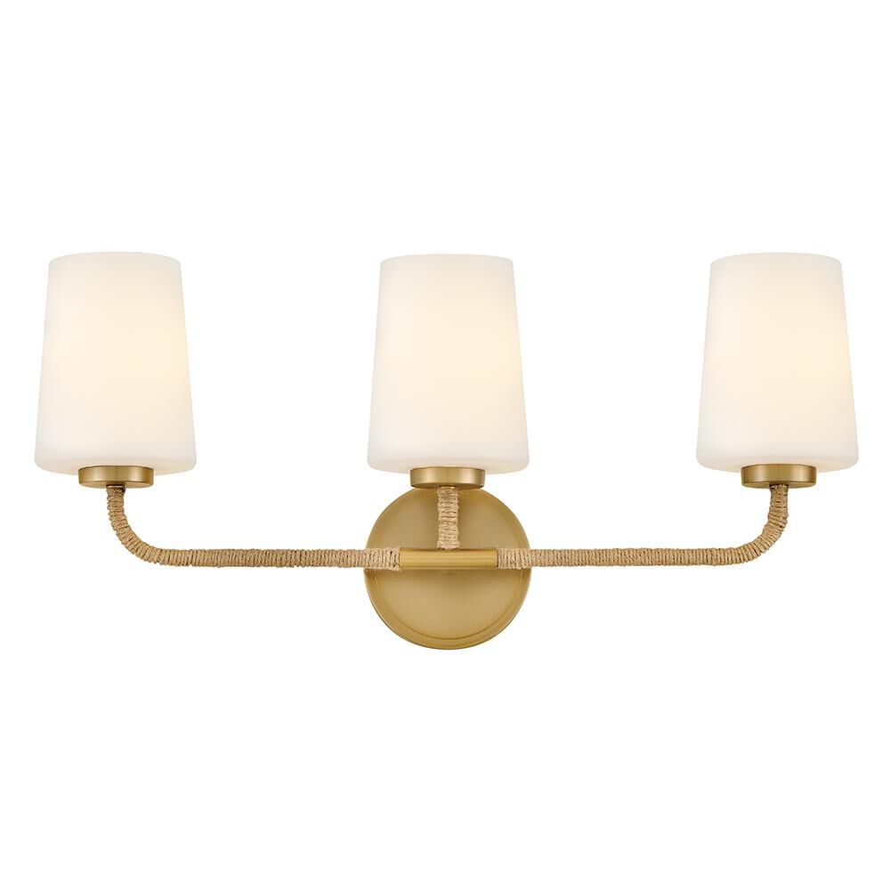 Shown in Lacquered Brass finish and Etched Opal glass and Natural accent