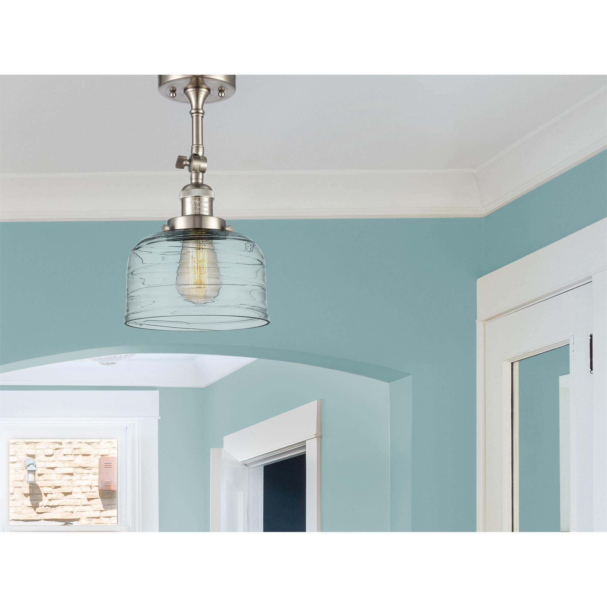 Shown in Brushed Satin Nickel finish and Clear glass