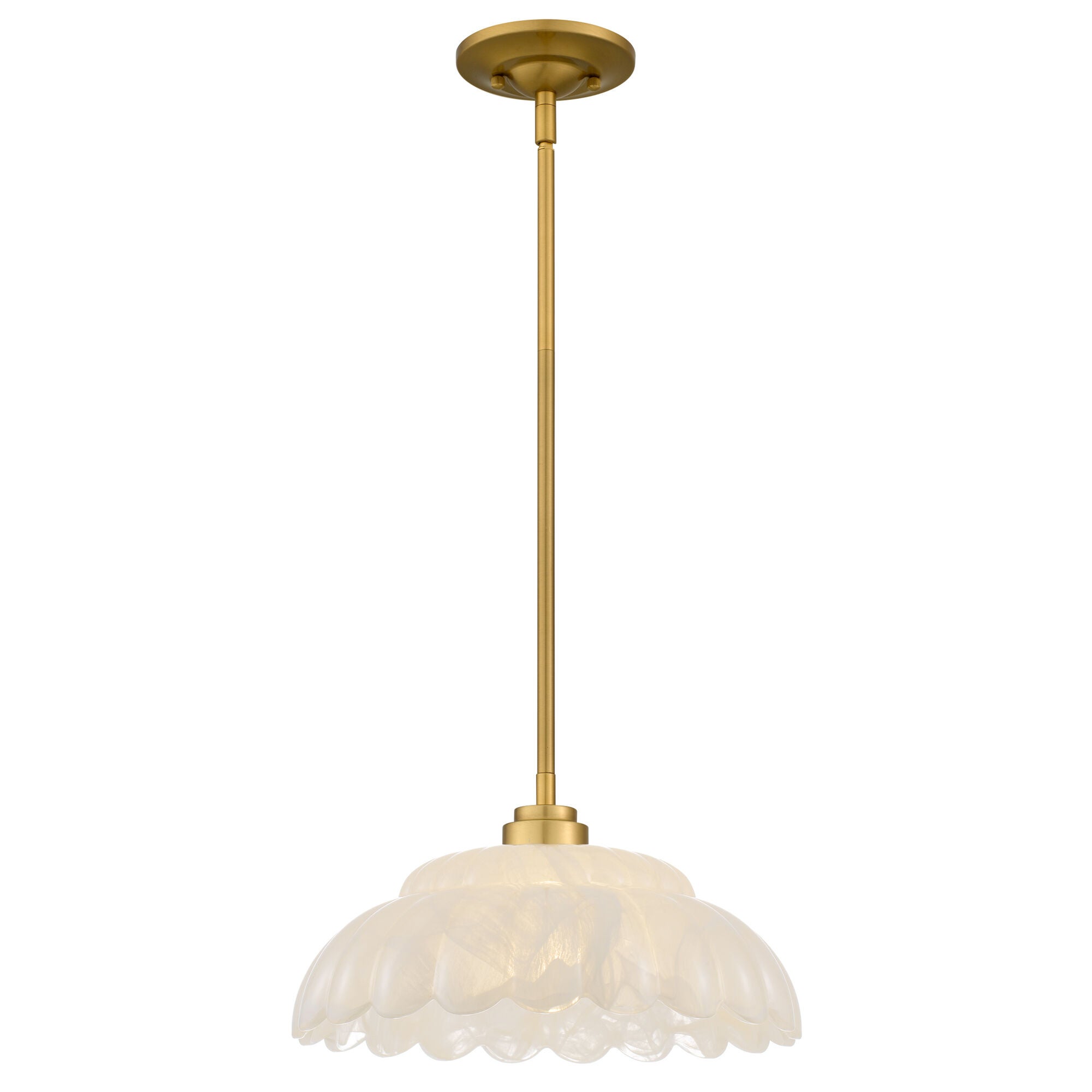 Shown in Brushed Gold finish and Alabaster Glass shade