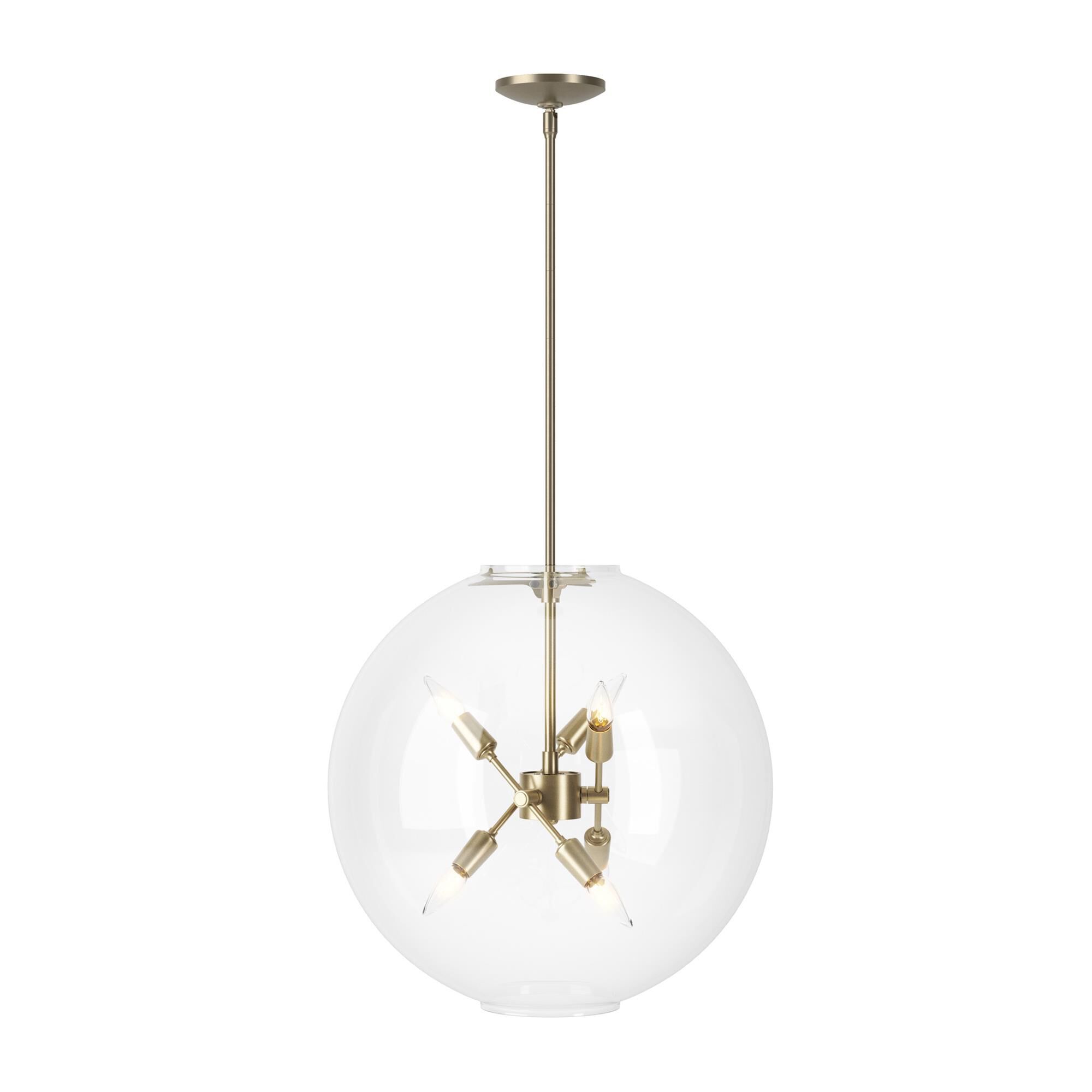 Shown in Soft Gold finish and Clear glass