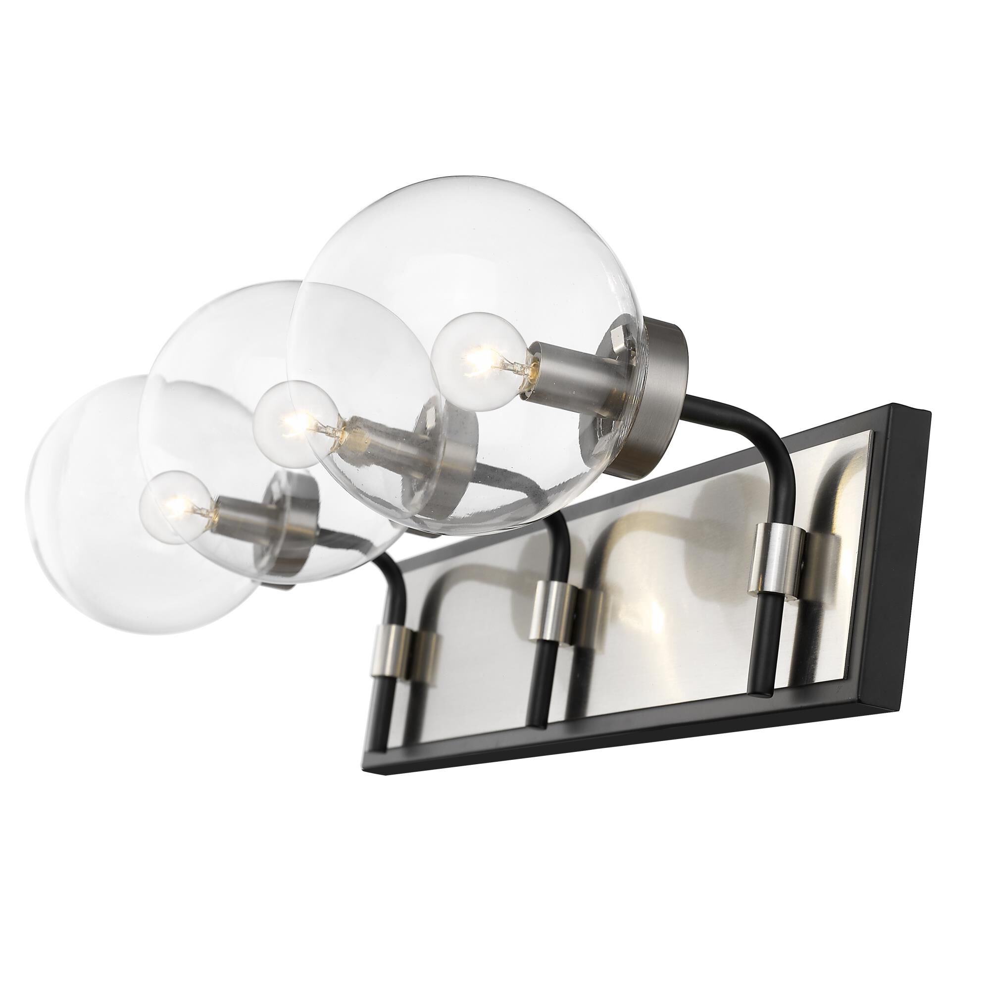 Shown in Matte Black + Brushed Nickel finish and Glass shade