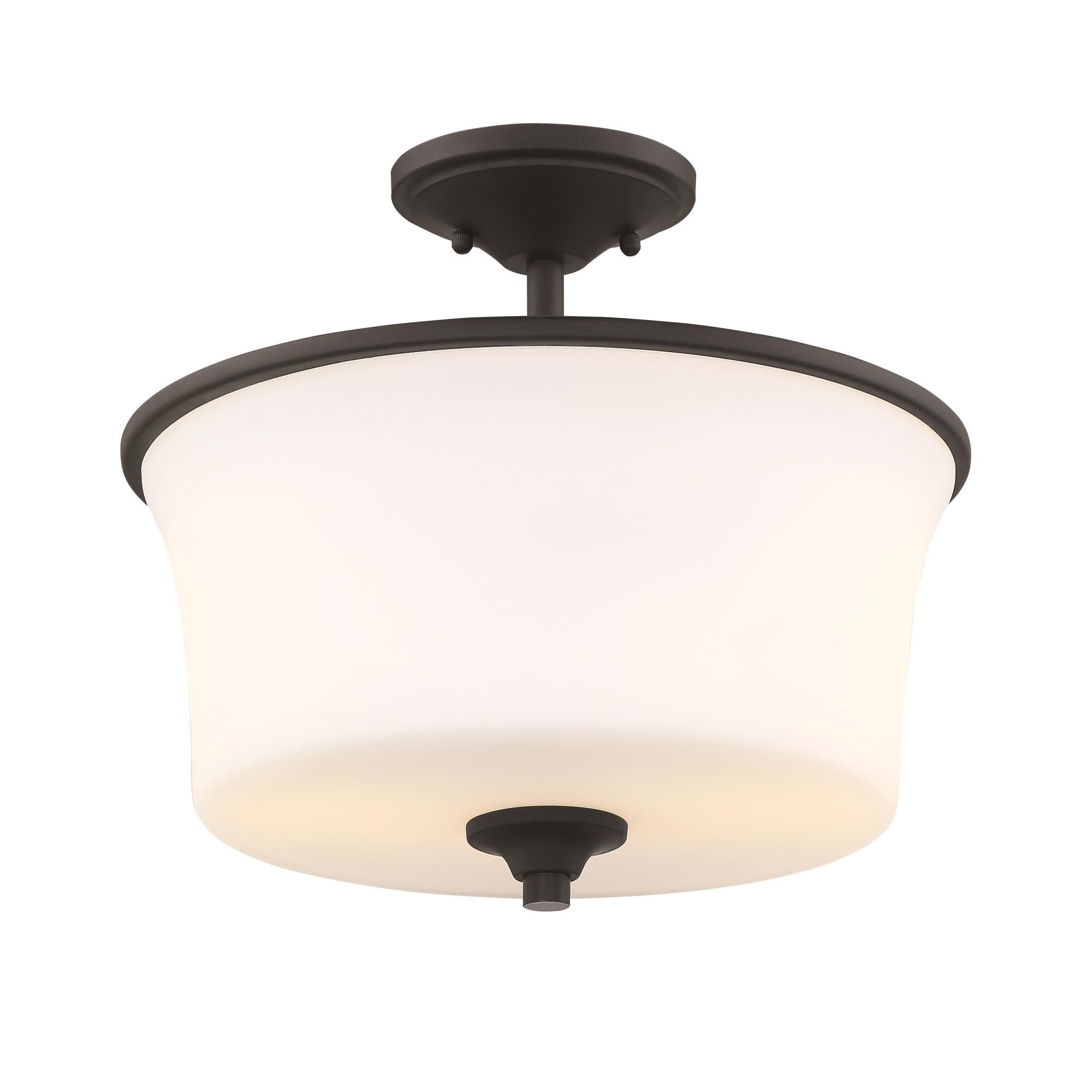 Shown in Flat Black finish and White Frosted glass and Glass shade