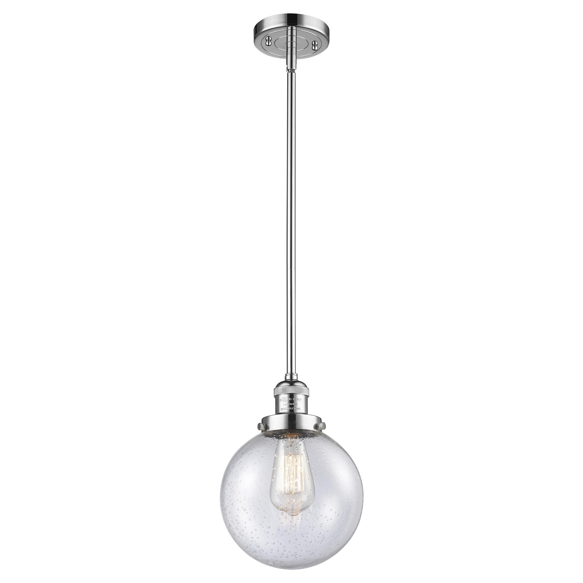 Shown in Polished Chrome finish and Seedy glass
