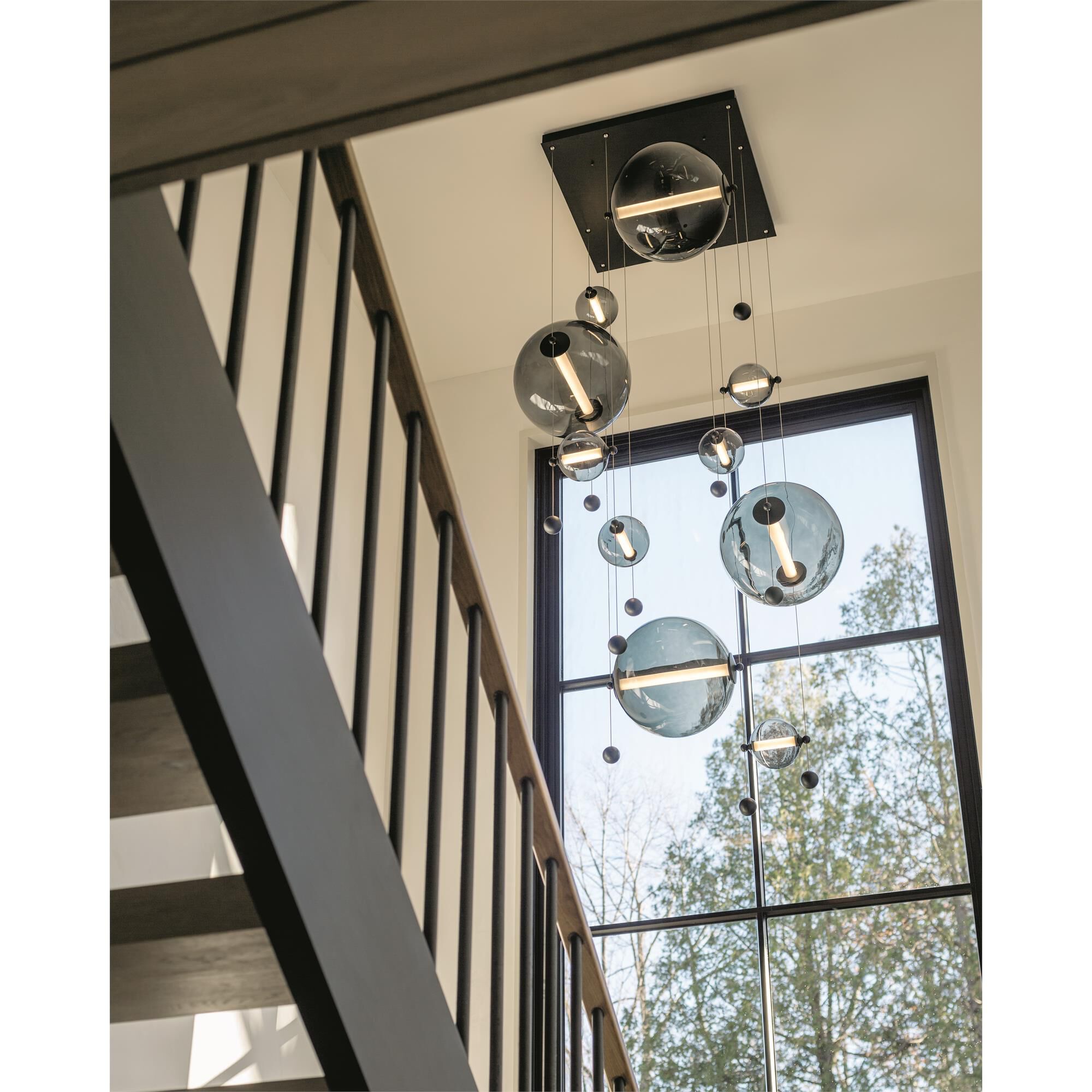 Shown in Black finish and Abacus Cool Grey glass