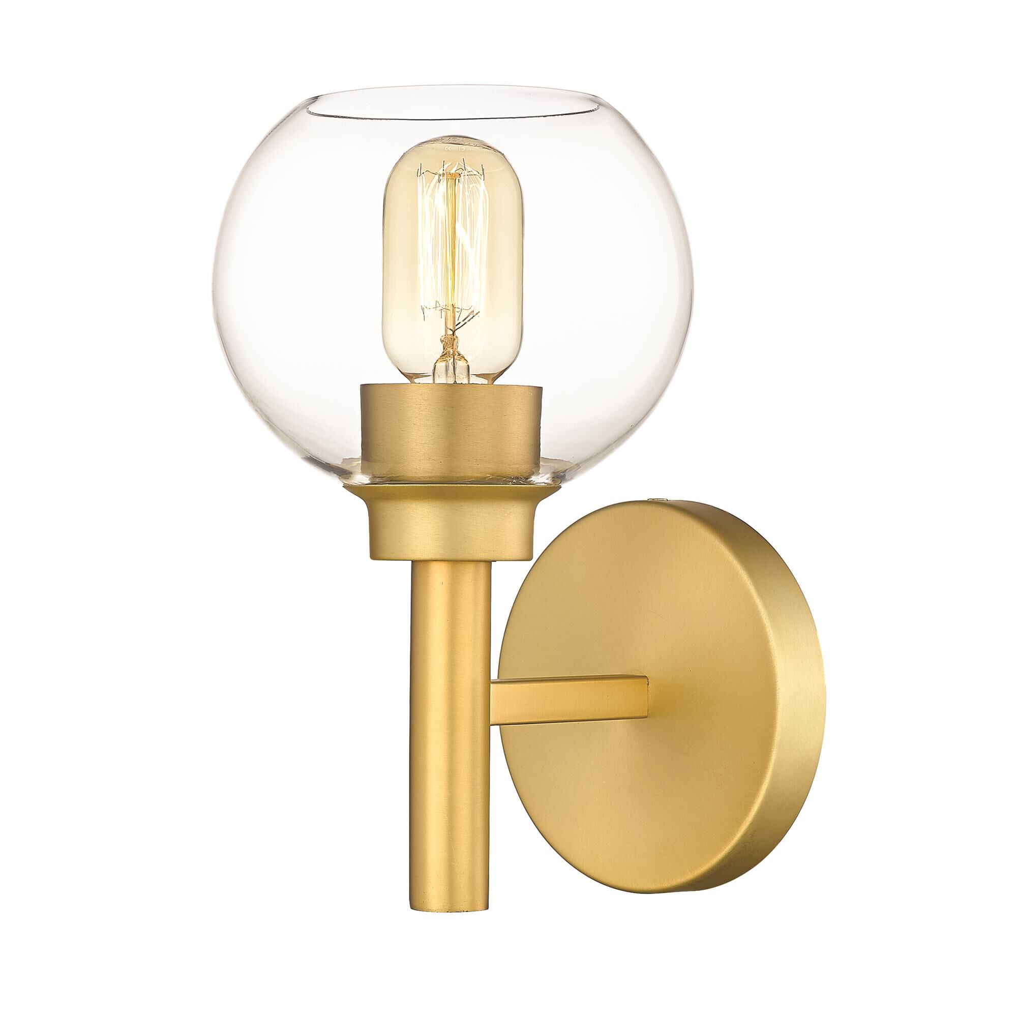 Shown in Brushed Gold finish and Clear glass
