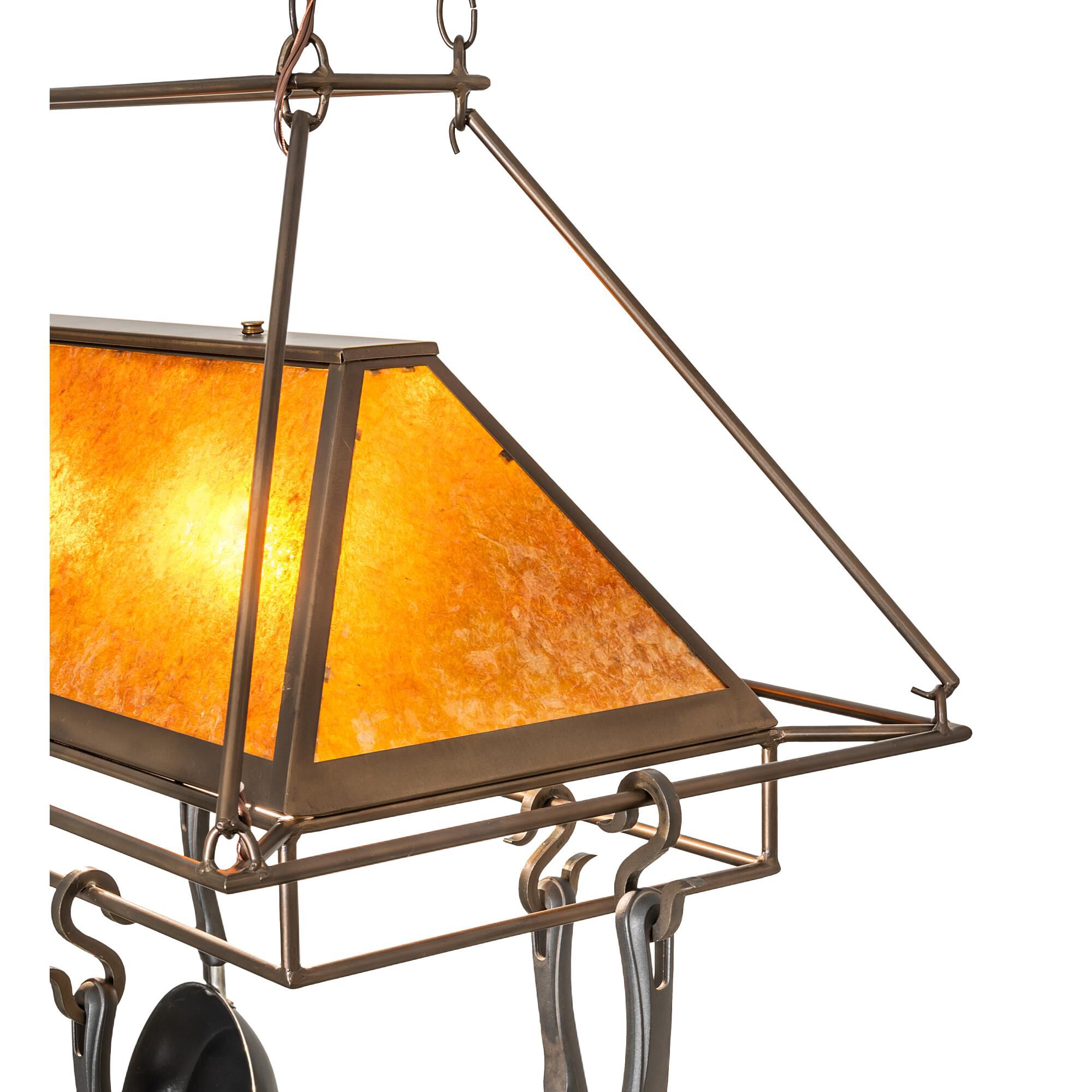 Mission Prime 39 Inch 2 Light Lighted Pot Rack by Meyda Lighting