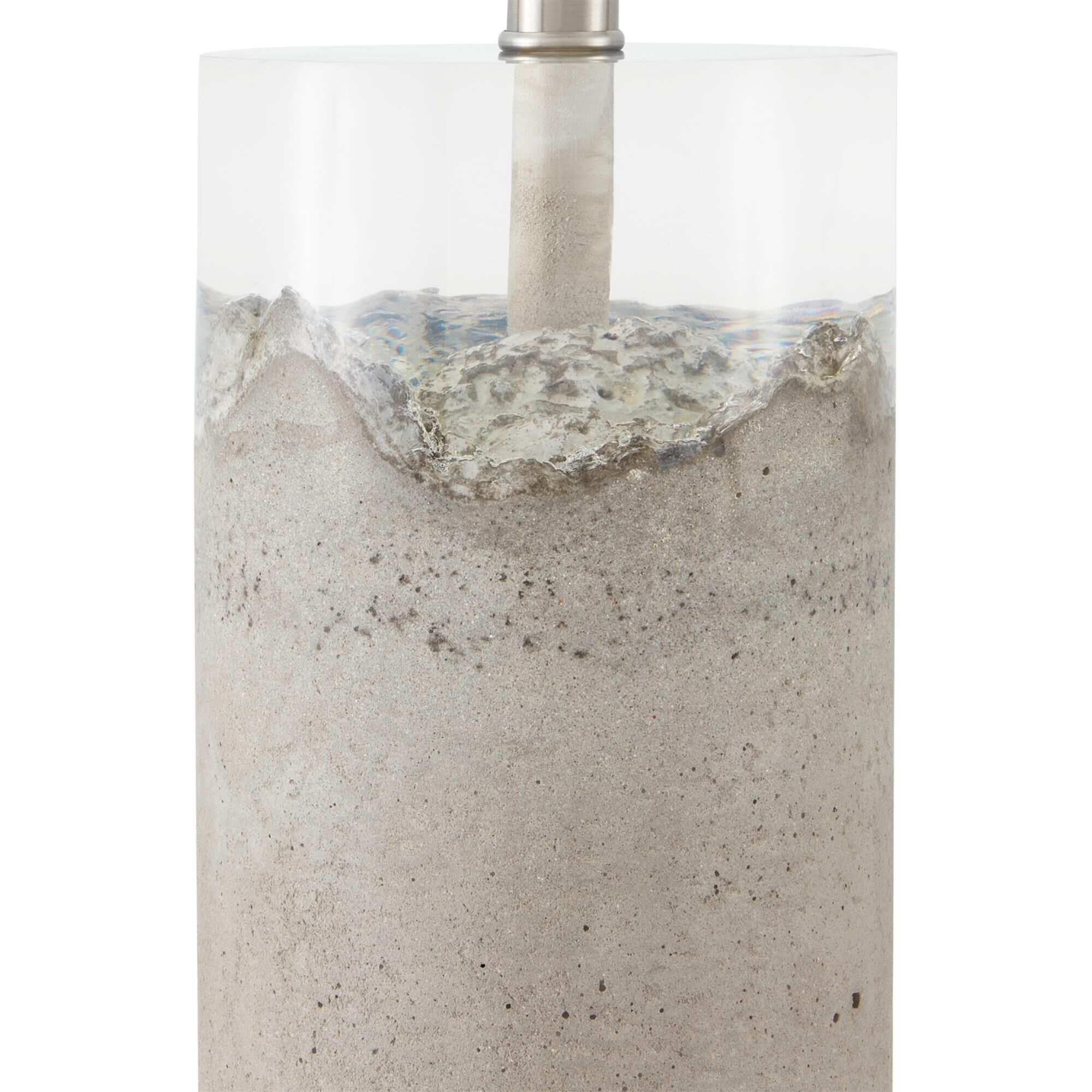 Shown in Concrete/Clear Resin/Black finish and Black Faux Silk shade