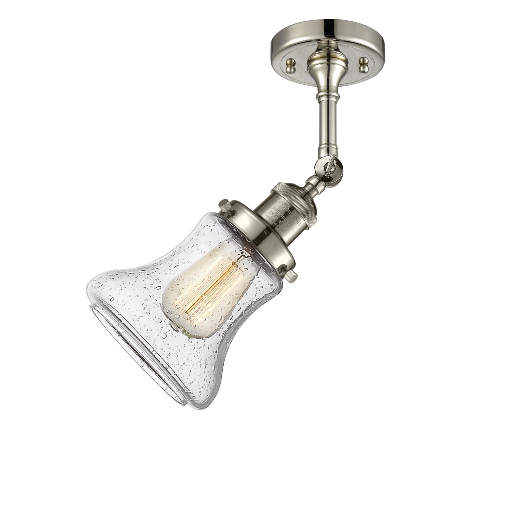 Shown in Polished Nickel finish and Seedy glass