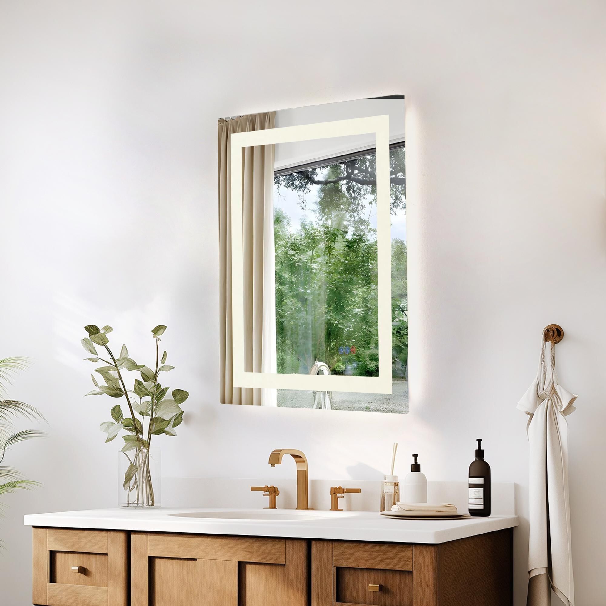 Riven 30 Inch LED Lighted Mirror by Elegant Dcor