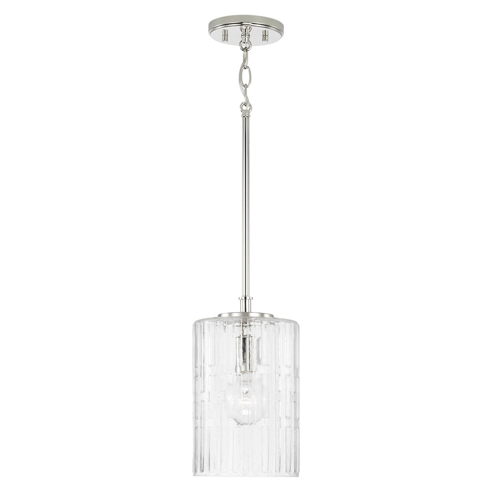 Shown in Polished Nickel finish and Embossed Seeded glass