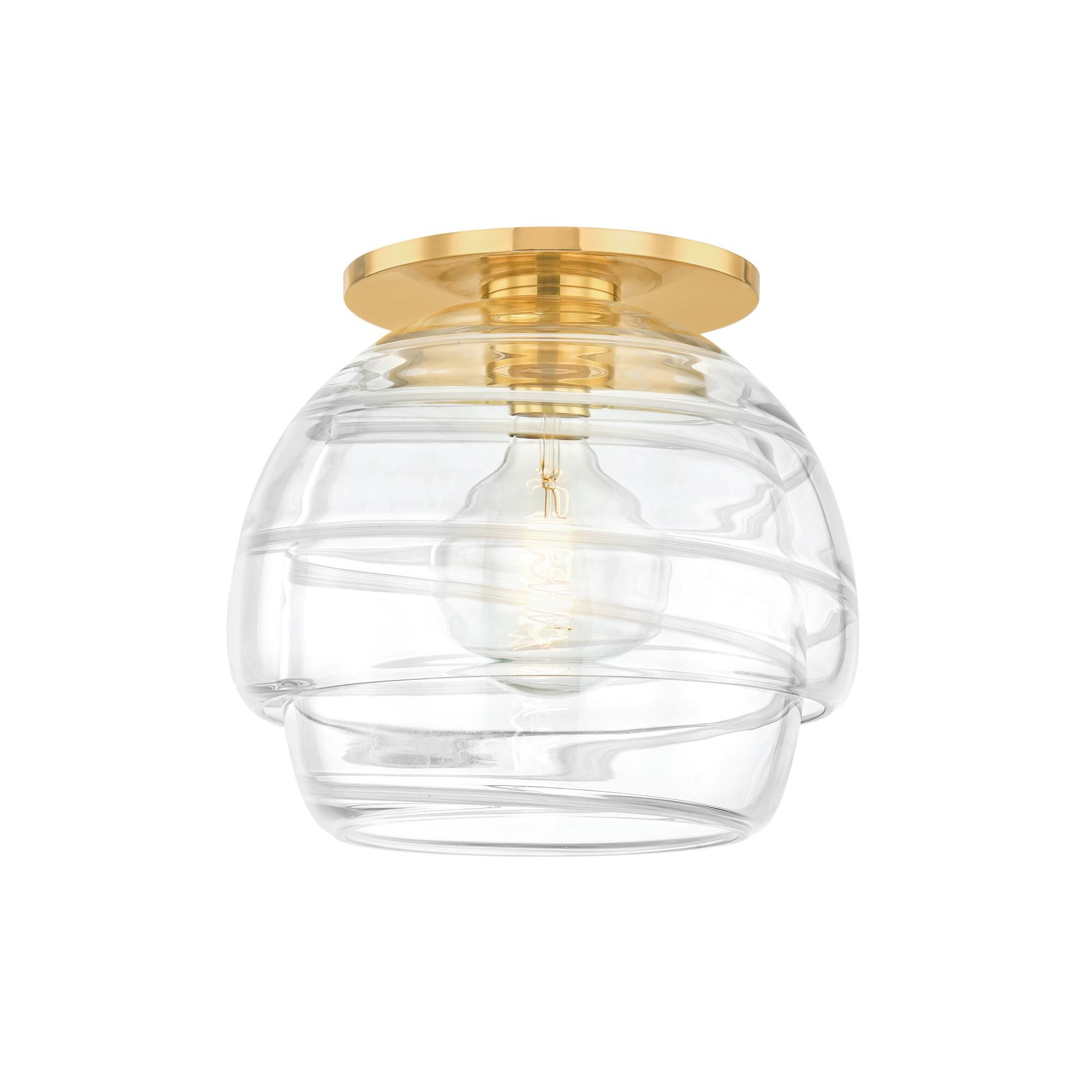 Shown in Aged Brass finish and Clear glass